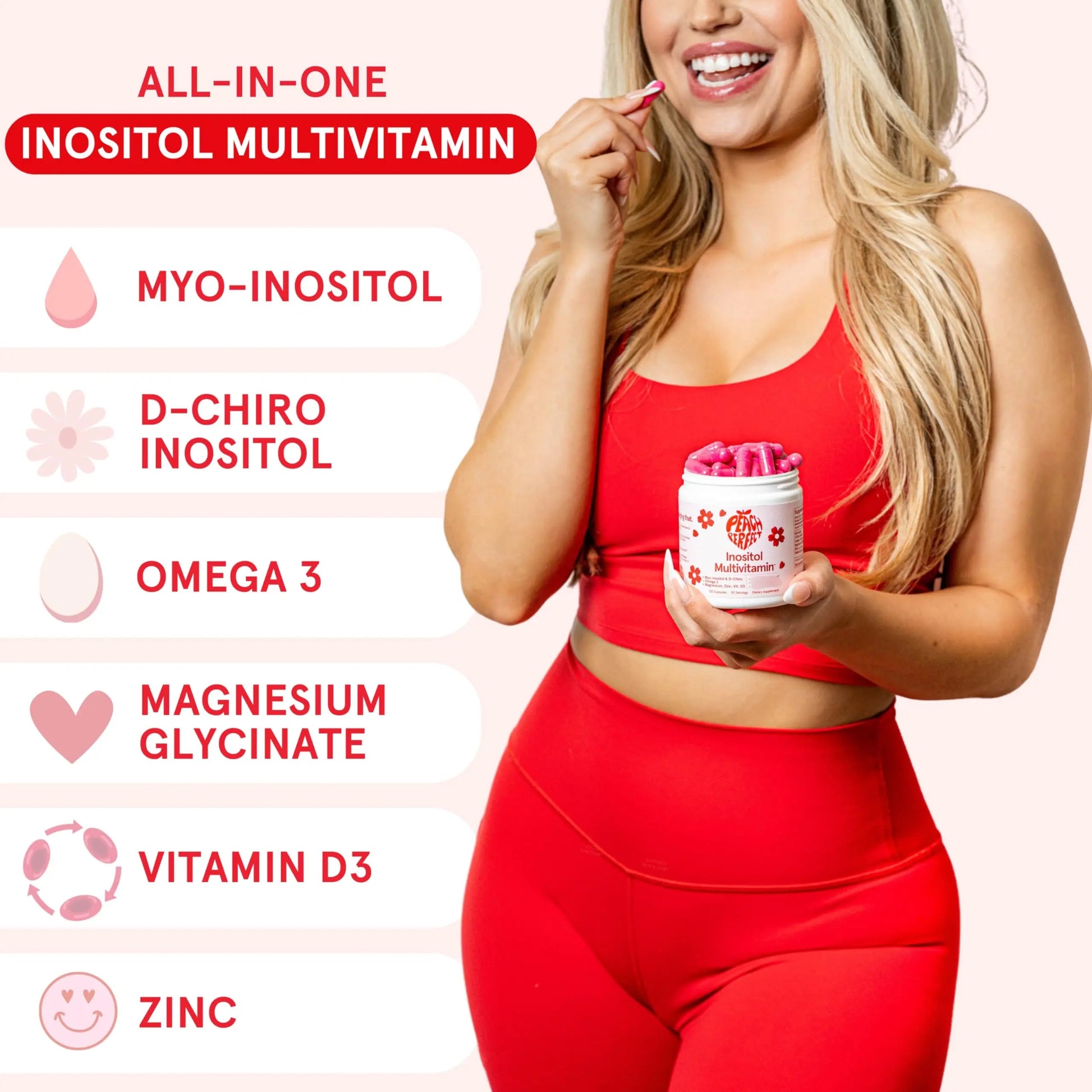 Peach Perfect Inositol Multivitamin – Myo-Inositol & D-Chiro 40:1 Blend, Omega-3, Vitamin D3, Magnesium, Zinc Peach Perfect buy supplements canada