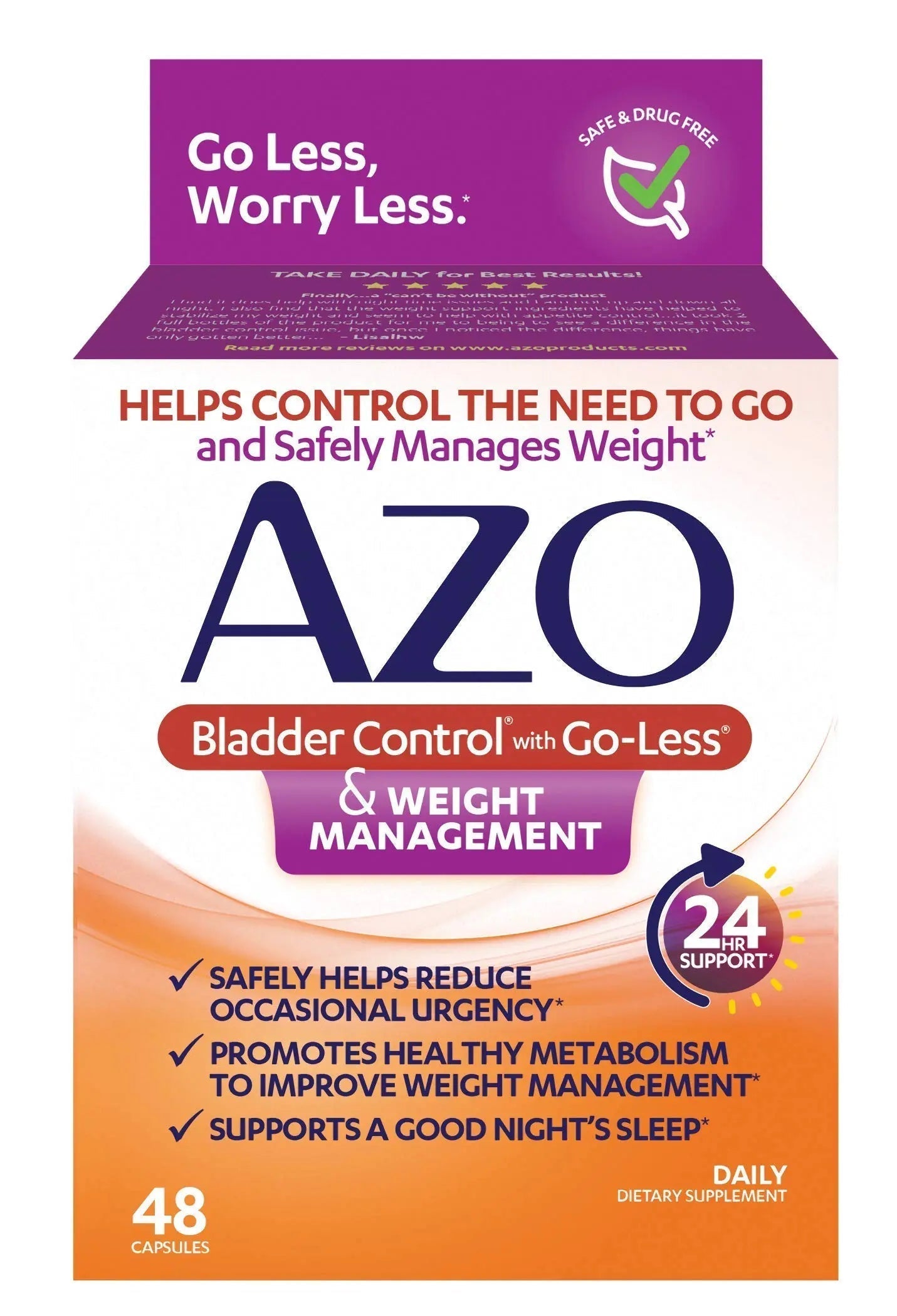 AZO Bladder Control with Go-Less® & Weight Management Dietary Supplement & Dual Protection | Urinary + Vaginal Support* AZO buy supplements canada