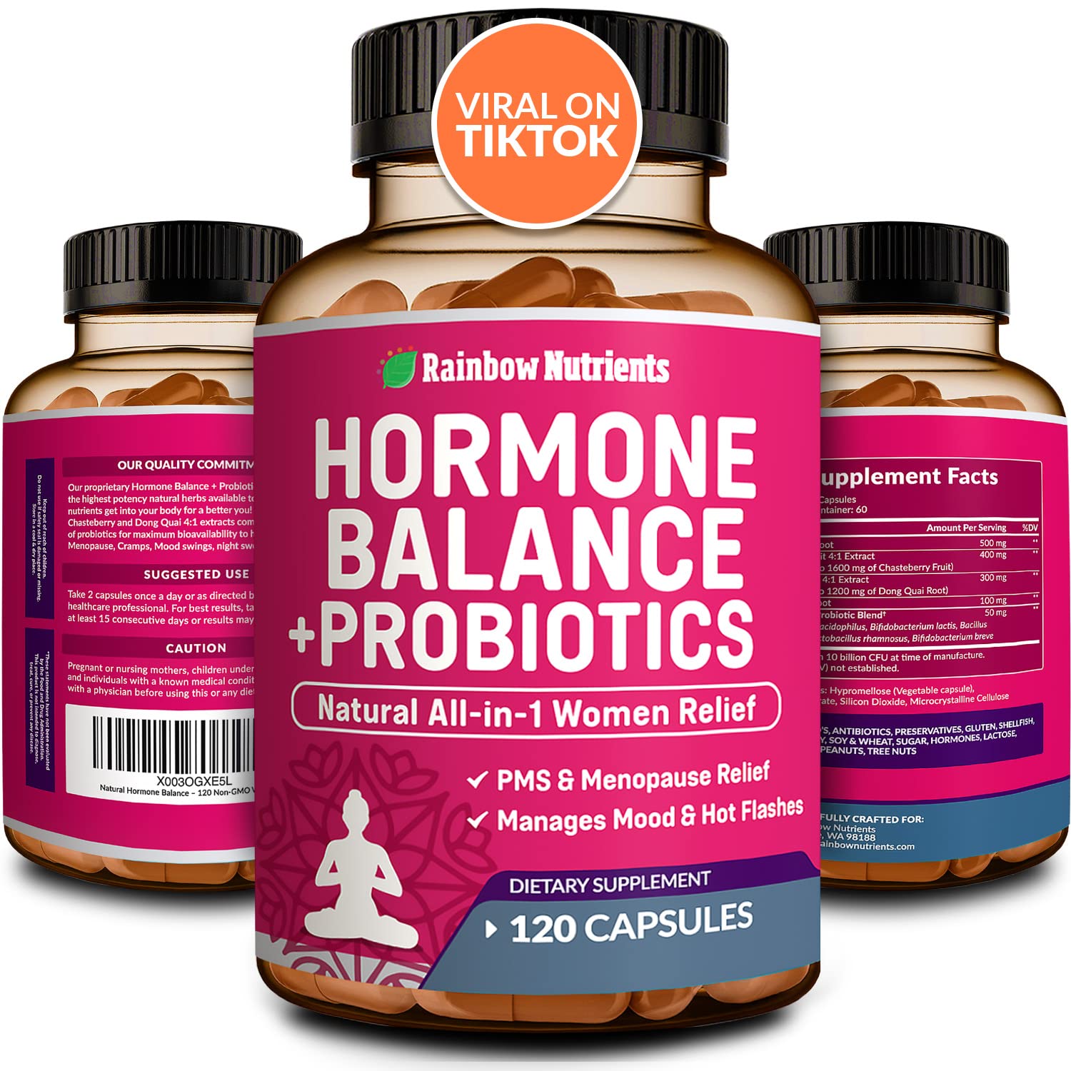 Hormone Balance + Probiotics for Women (3450mg) Natural Relief for Menopause Rainbow Nutrients, LLC buy supplements canada