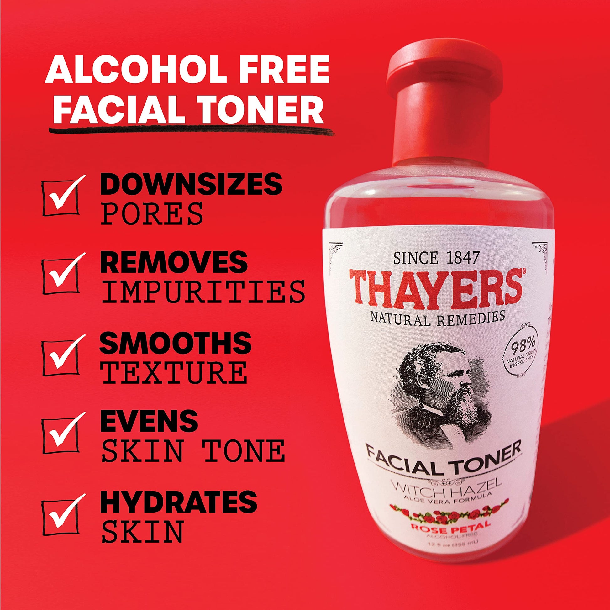 Thayers Alcohol-Free, Hydrating Rose Petal Witch Hazel Facial Toner 12 oz + 3oz THAYERS buy supplements canada