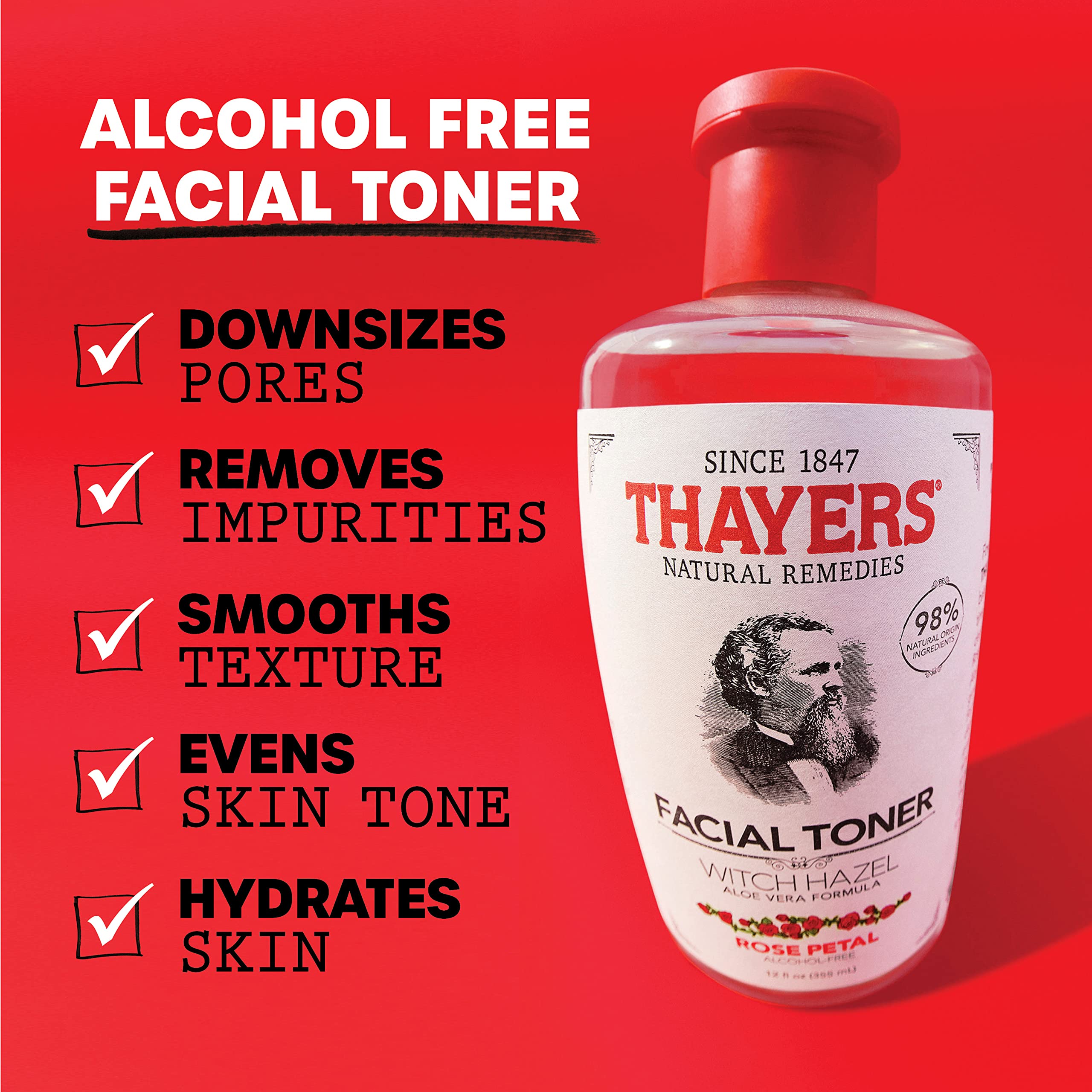 Thayers Alcohol-Free, Hydrating Rose Petal Witch Hazel Facial Toner 12 oz + 3oz THAYERS buy supplements canada