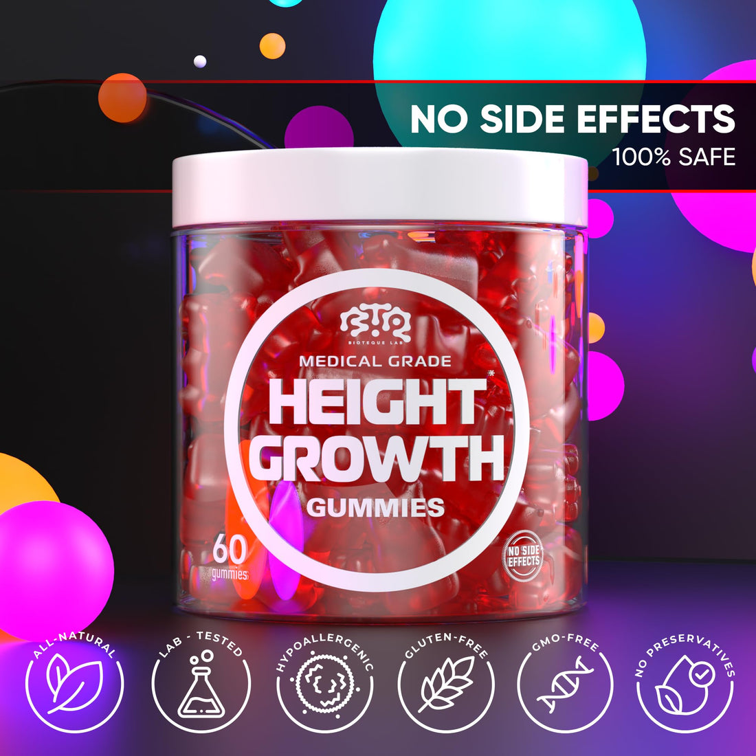 BIOTEQUELAB Height Growth Increase Gummies Vitamins, Grow Tall Supplement, Calcium, Magnesium, Zinc, Ashwagandha, BTQ BIOTEQUE LAB buy supplements canada