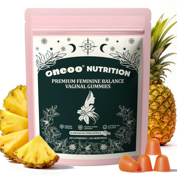 Oneoo Feminine Balance Gummies - Premium Balance Gummies for Women's pH Health, Feminine Gummy for Immune & Energy Support, Vegan, Gluten-Free, Hawaiian Pineapple, 60 Count Oneoo buy supplements canada