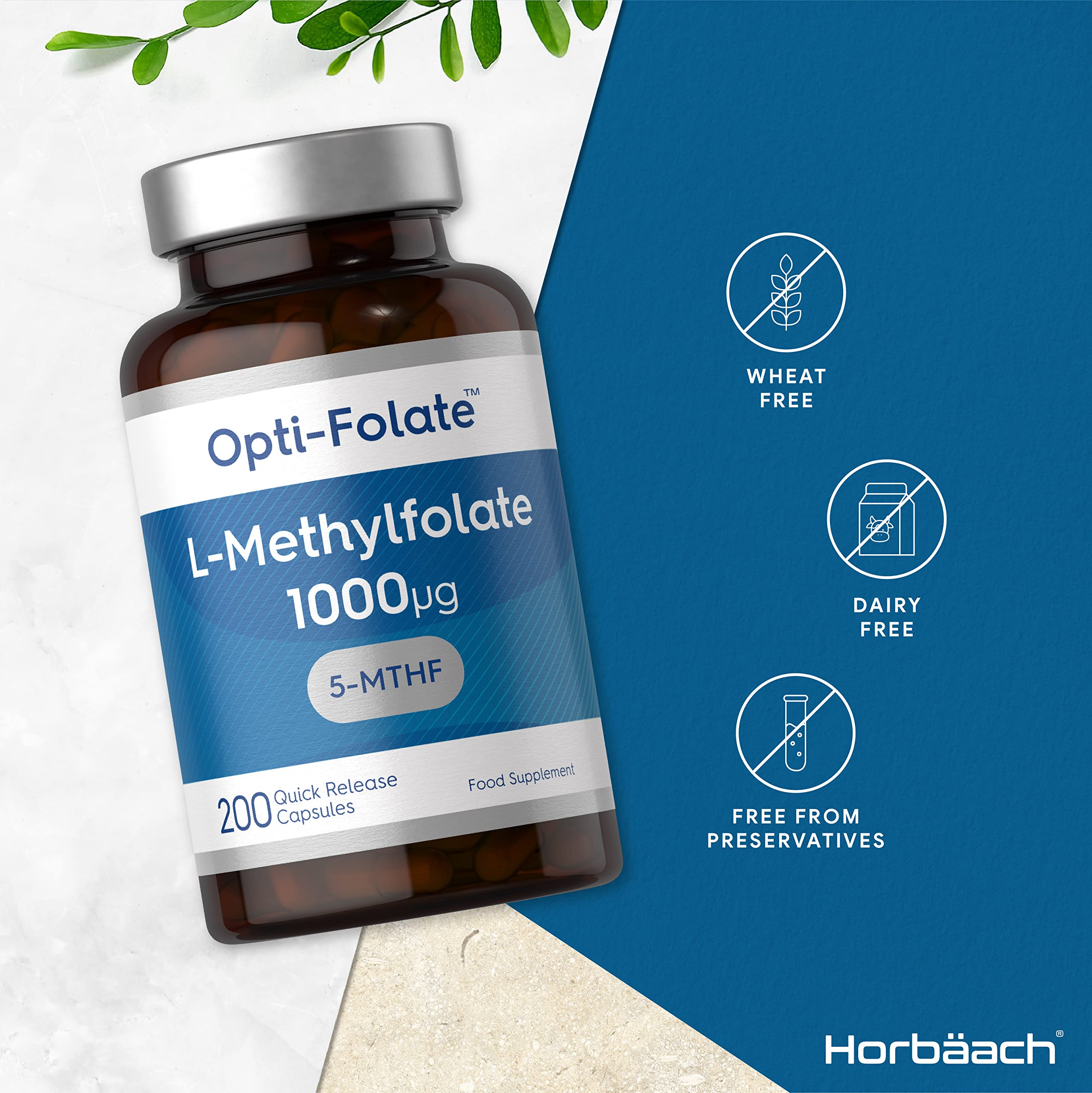 L-Methylfolate 1000ug | 200 Capsules | 5-MTHF Folate Supplement | Active Form Horbäach buy supplements canada
