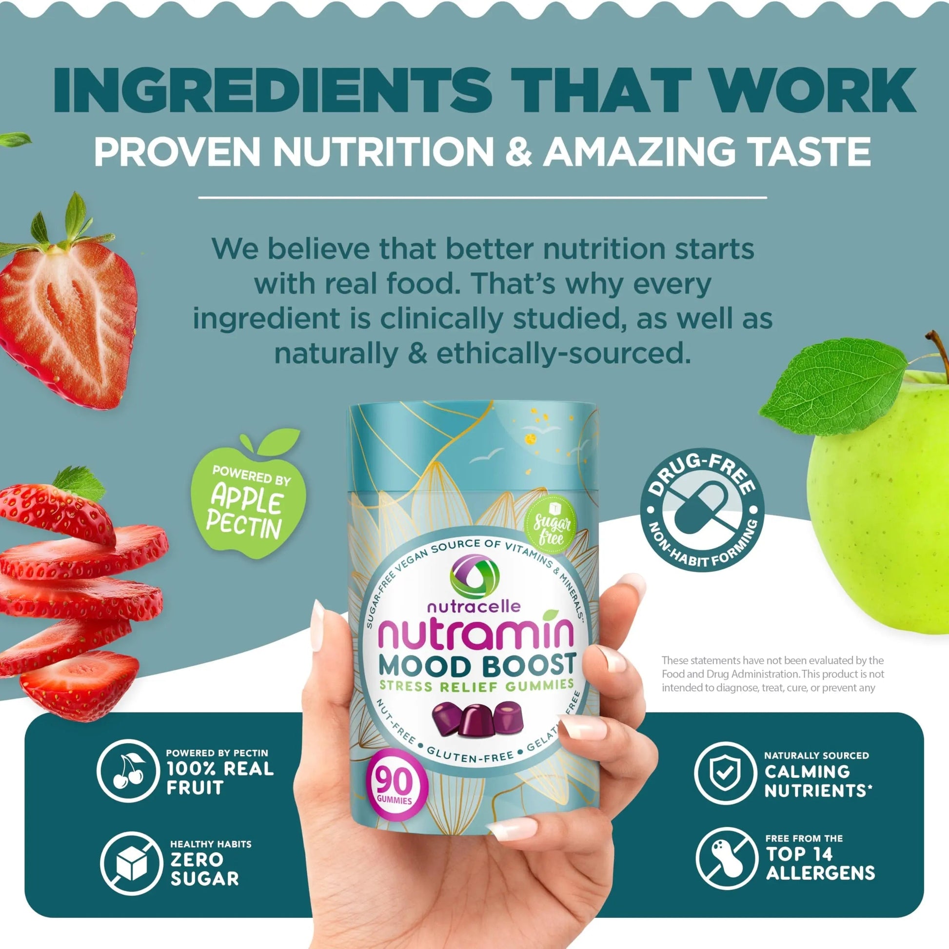 NUTRAMIN Mood Boost Multivitamin Gummy - Delicious & Yummy Anti-Stress Magnesium Ashwagandha Gummies + B Complex Vitamins for Focus and Calm Nutracelle buy supplements canada