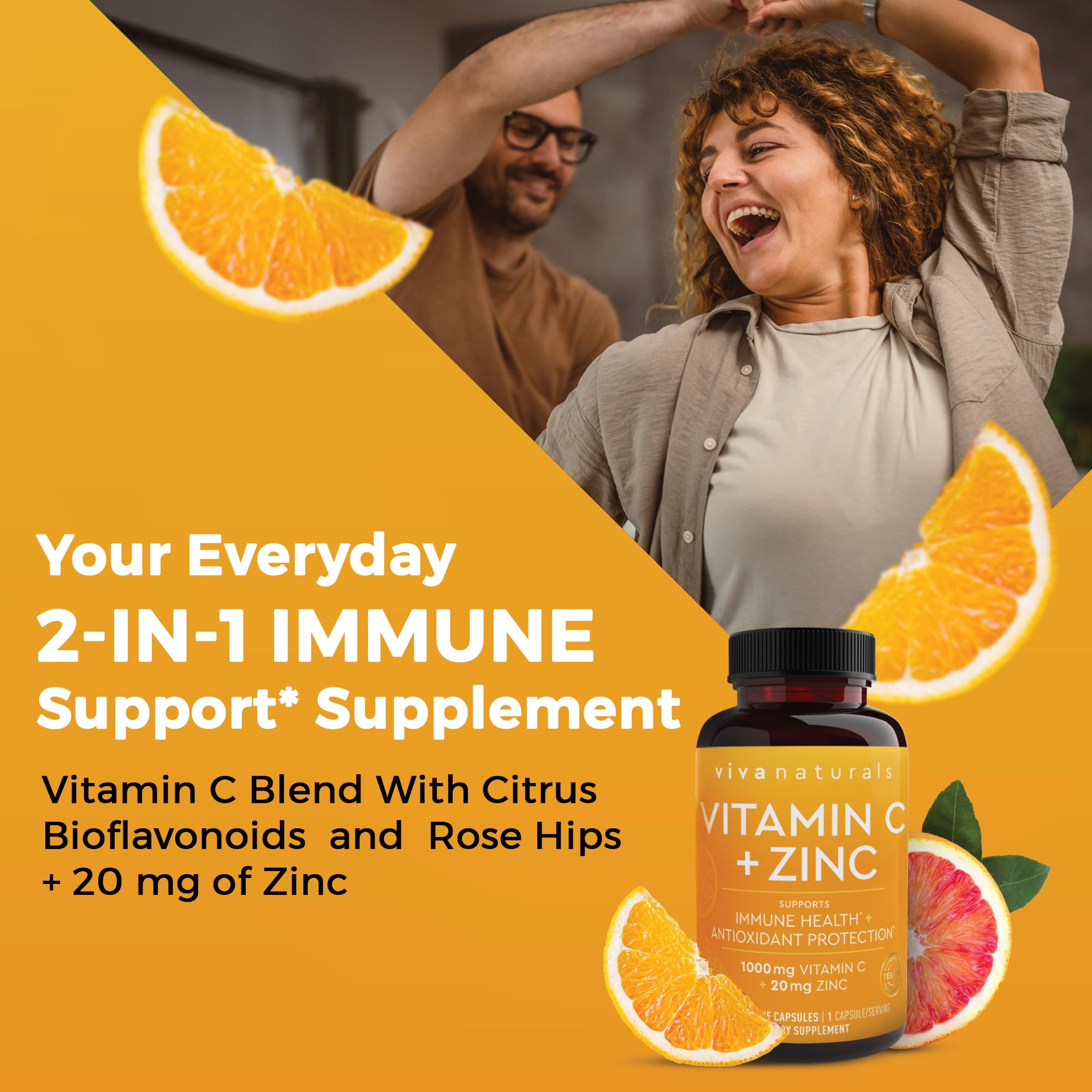 Viva Naturals Vitamin C and Zinc Supplement (250 Capsules) - 1000 mg Vitamin C with Zinc 20 mg Antioxidant Supplements for Immune Support, Vitamin Supplement for Adults Viva Naturals buy supplements canada
