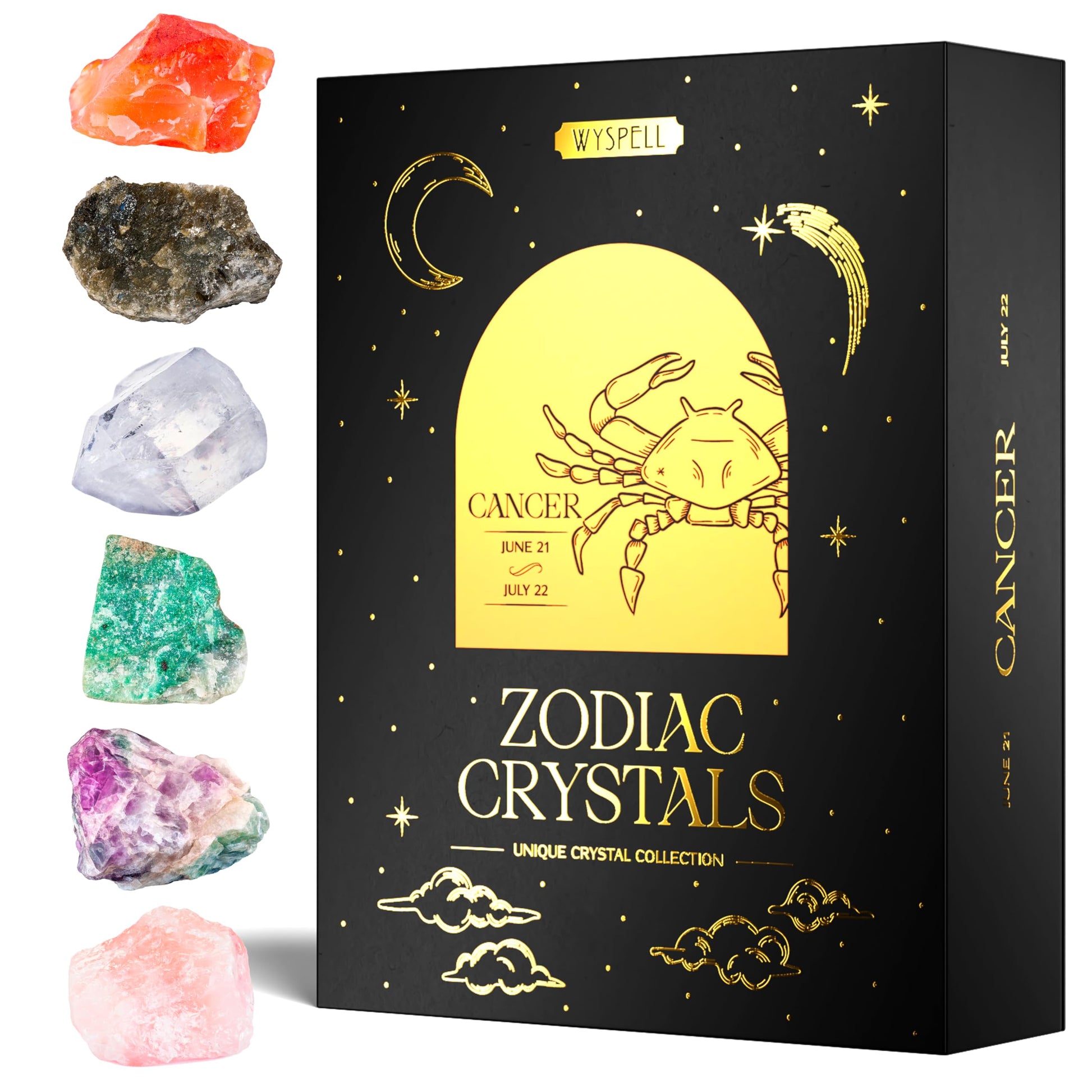 Wyspell Cancer Crystal Set - 6 Raw Cancer Crystals and Healing Stones - Cancer Zodiac Gifts for Women Wyspell buy supplements canada
