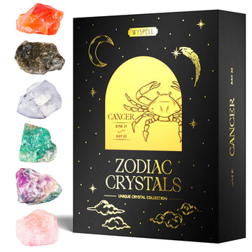 Wyspell Cancer Crystal Set - 6 Raw Cancer Crystals and Healing Stones - Cancer Zodiac Gifts for Women Wyspell buy supplements canada