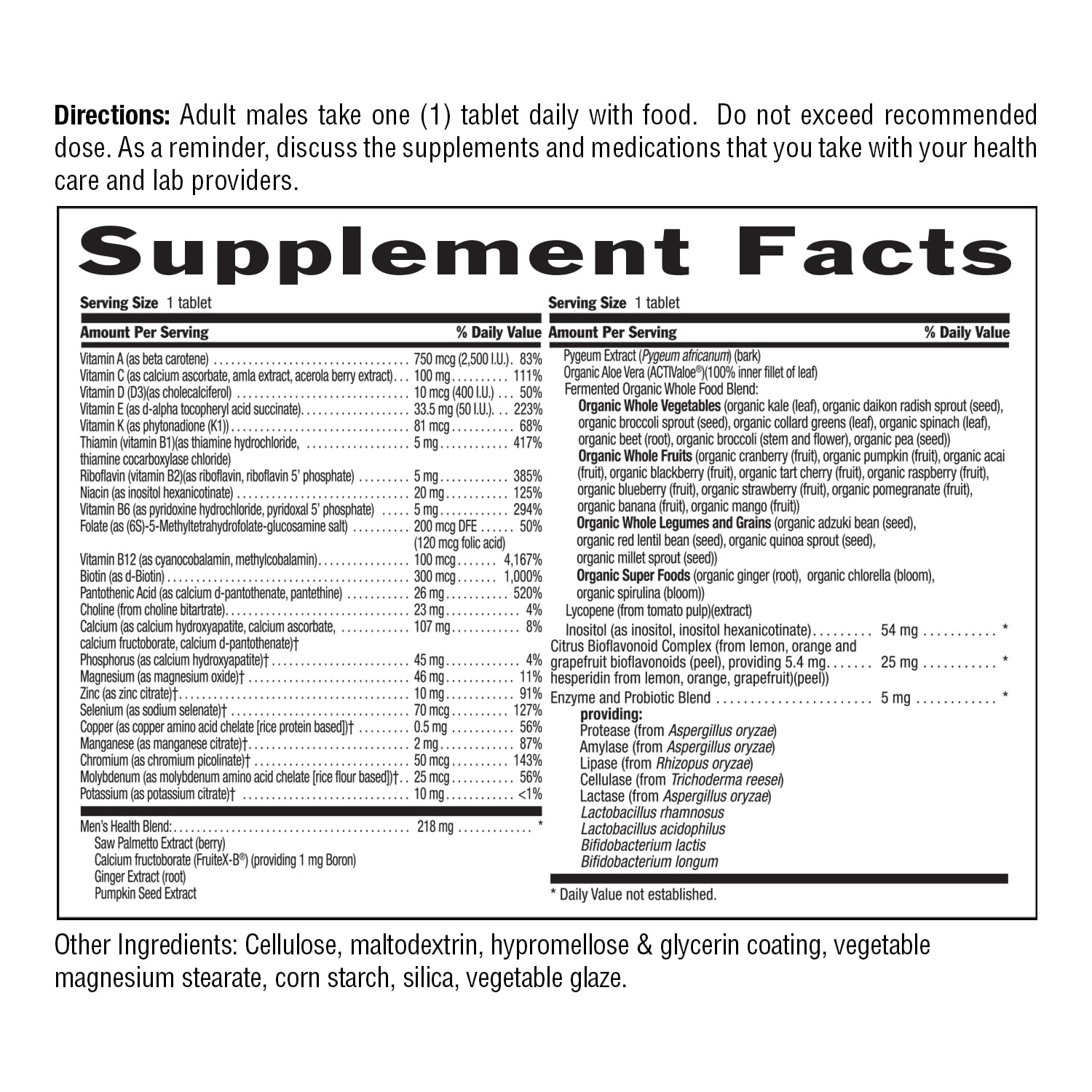 Country Life Core Daily-1 for Men - Multivitamin with Probiotics, Saw Palmetto, Pumpkin Seed Extract, and Coenzymated B Vitamins - Gluten-Free and Vegetarian - 60 Tablets Country Life buy supplements canada