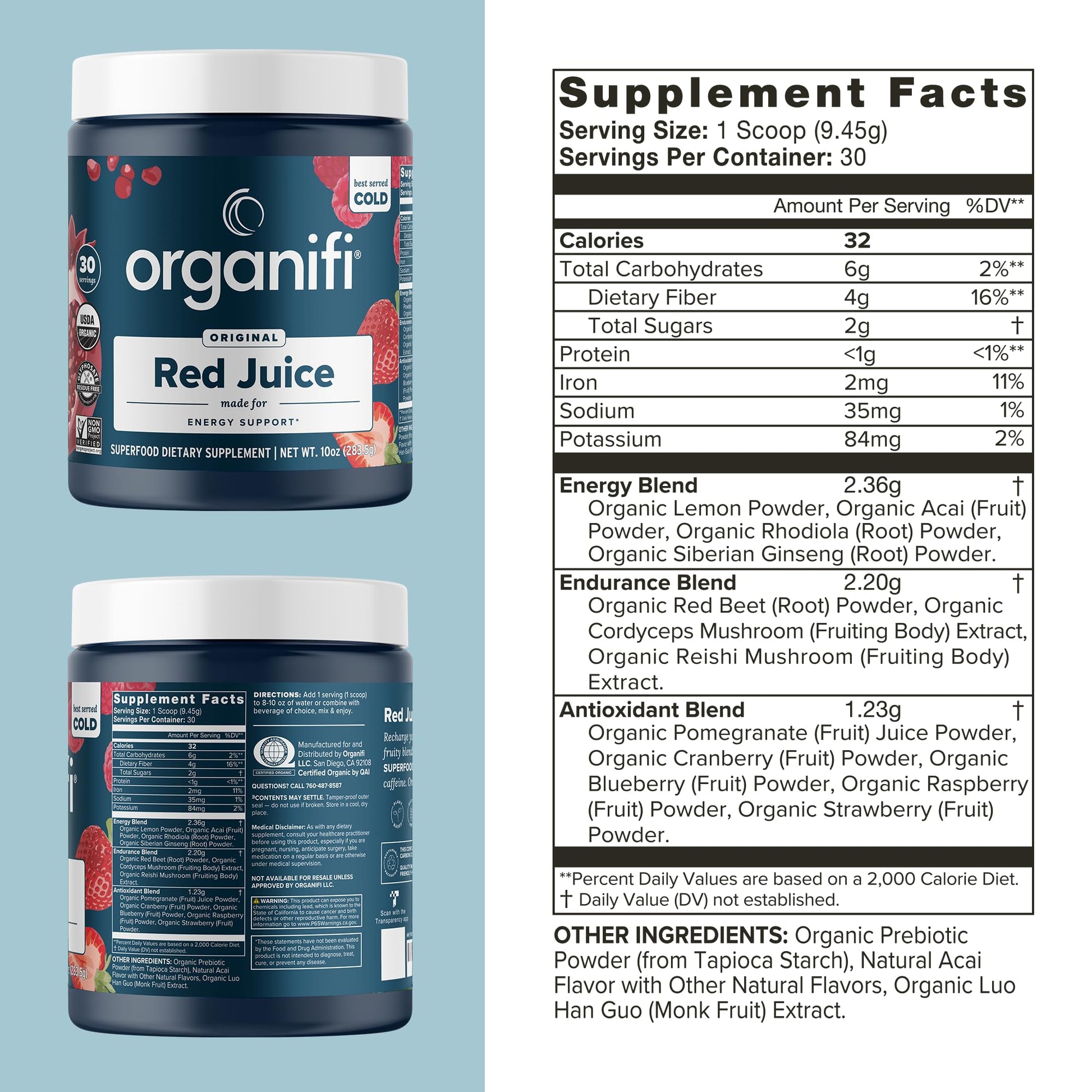 Organifi Red Juice - Vegan Energy Powder - Berry-Flavored Adaptogen Drink Organifi buy supplements canada