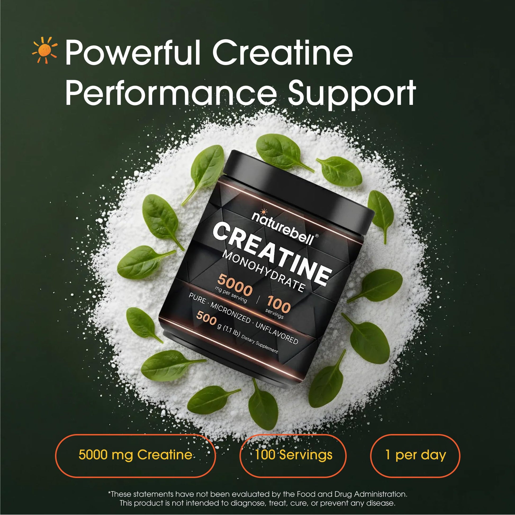 NatureBell Creatine Monohydrate Powder - 500g - Micronized Powder - Delivers 5,000mg Creatine Per Serving - Pre-Workout or Post-Workout Support* NatureBell buy supplements canada