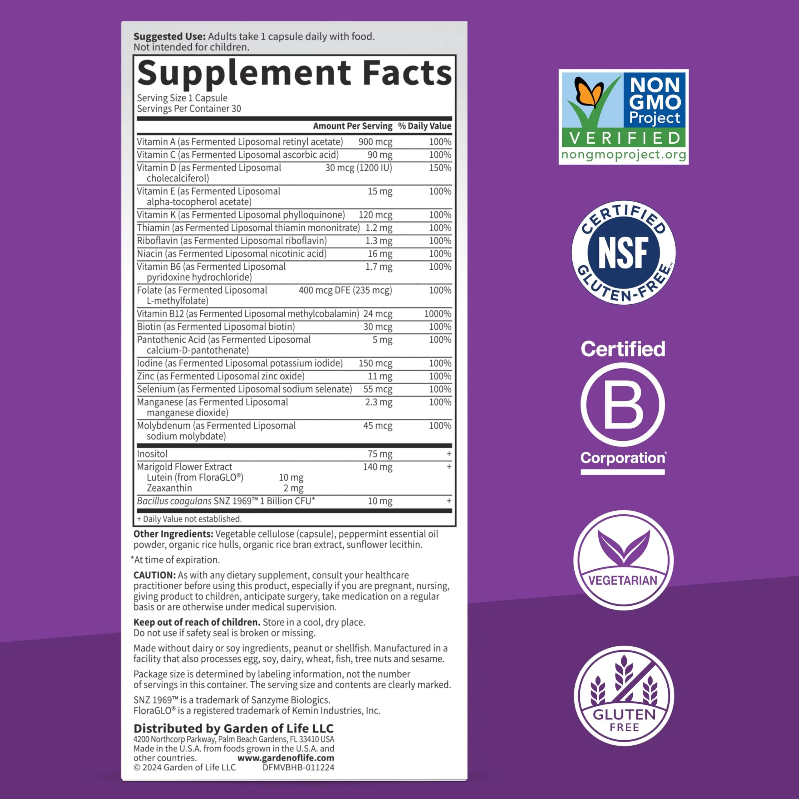 Garden of Life Dr Formulated Multi+ Brain Health, Fermented Liposomal Multivitamin + Lutein & Zeaxanthin, Vitamin D3 & Probiotics Garden of Life buy supplements canada