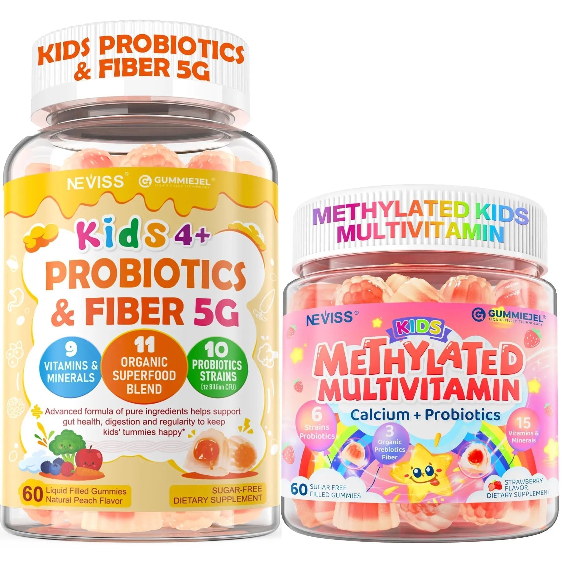 NEVISS Kids Multivitamin Gummies & Probiotics for Kids Teen + Veggie & Fruit Fiber Gummies NEVISS buy supplements canada