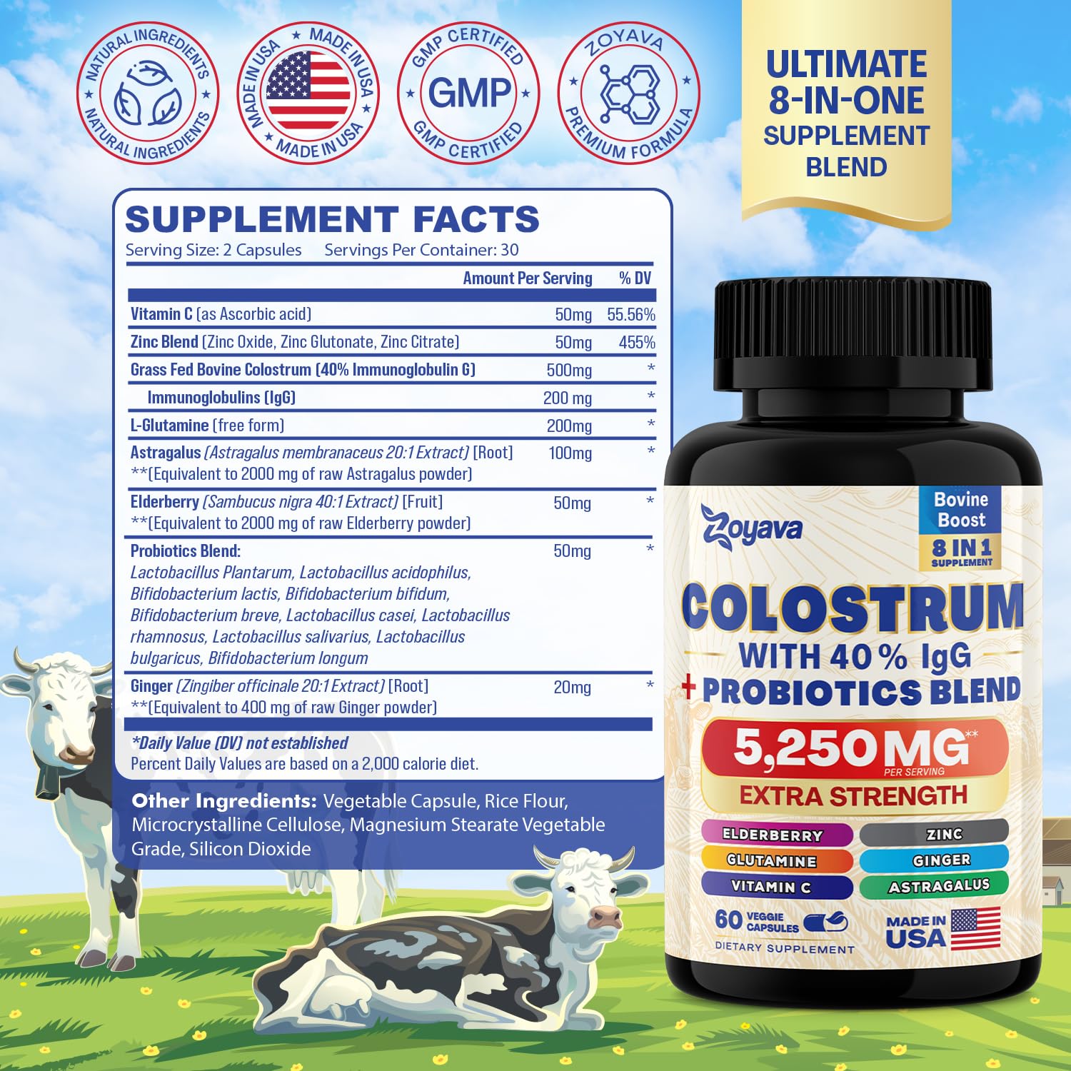 Zoyava Sea Moss 16-in-1 Blend 19,445 MG (60 Caps) and Colostrum 8-in-1 5,250 MG Zoyava buy supplements canada