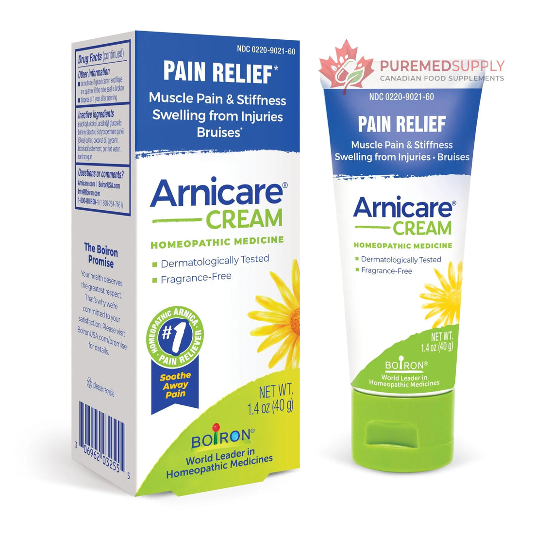 Boiron Arnicare Cream for Relief for Joint Pain, Muscle Pain, Muscle Soreness, and Swelling from Bruises or Injury - Fast Absorbing and Fragrance-Free - 1.3 oz Boiron buy supplements canada