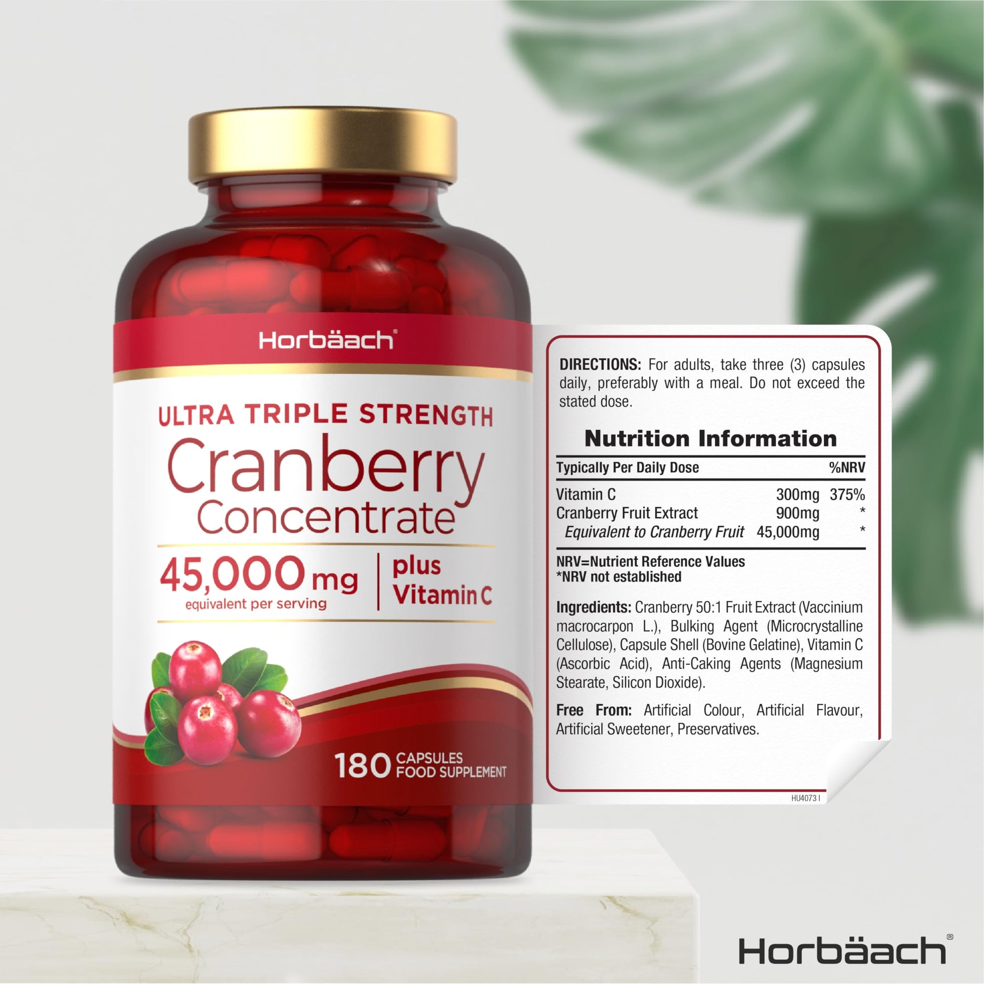 Cranberry Capsules 45,000 mg | High Strength Cranberry Extract with Vitamin C Horbäach buy supplements canada