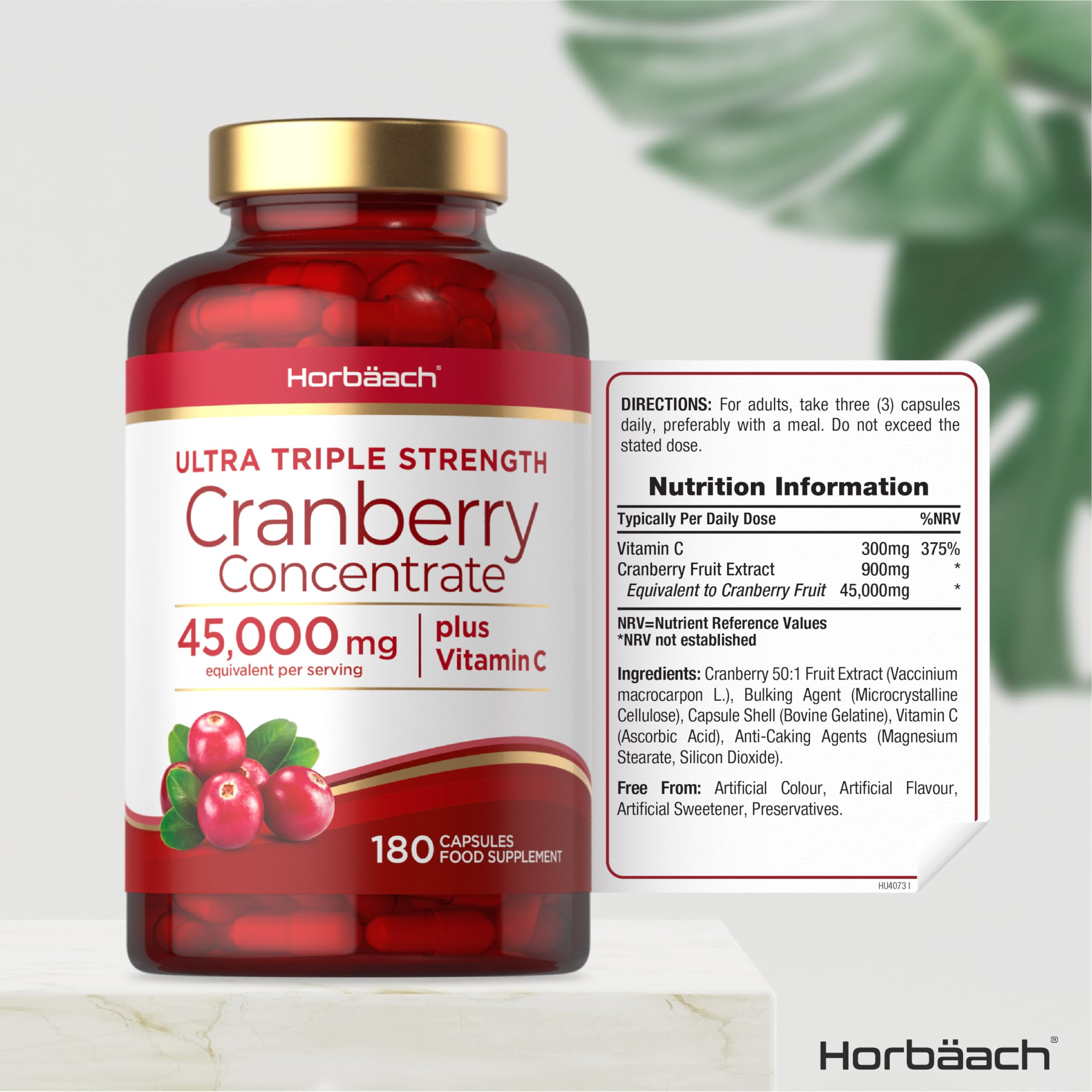Cranberry Capsules 45,000 mg | High Strength Cranberry Extract with Vitamin C Horbäach buy supplements canada