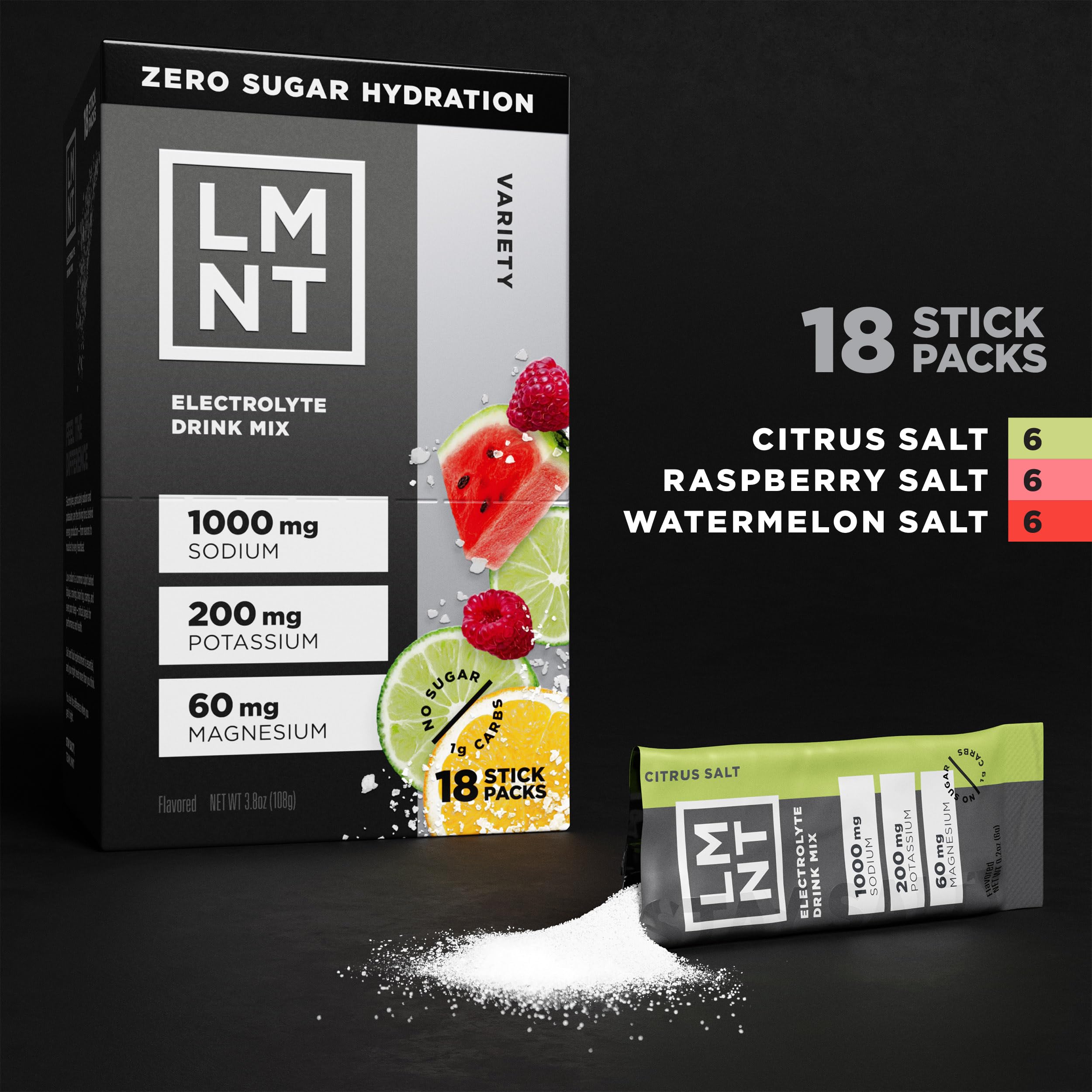 LMNT Zero Sugar Electrolytes - Variety Pack Bundle | Drink Mix | 18-Count Drink LMNT buy supplements canada