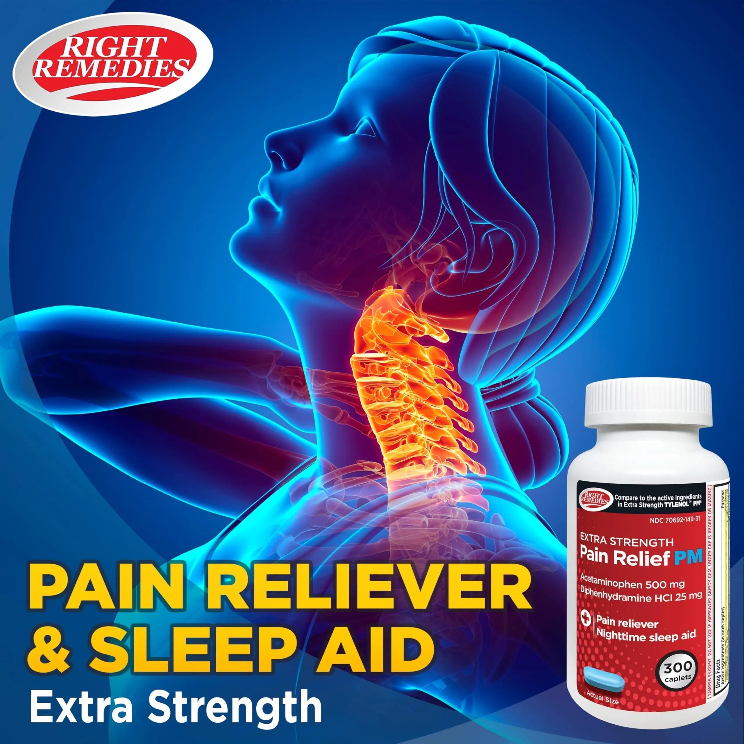 Right Remedies Extra Strength Pain Relief PM & Nighttime Sleep Aid Caplets,(300 count), Acetaminophen 500 mg & Diphenhydramine HCl 25 mg, Non-Habit Forming, Compare to Active ingredients of Tylenol PM RIGHT REMEDIES buy supplements canada
