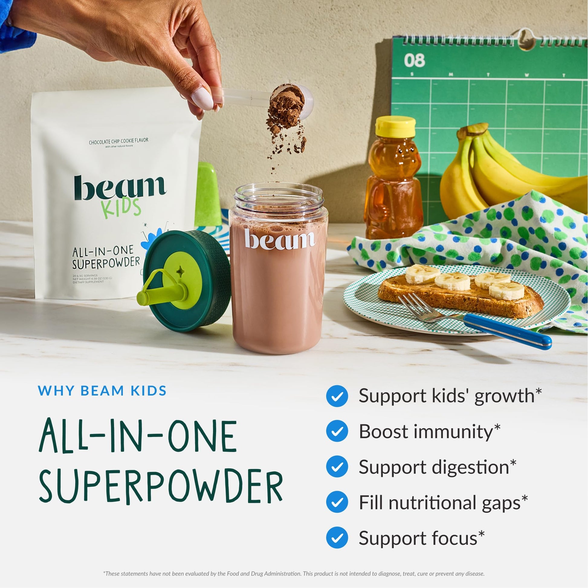 Beam Kids Multivitamin Powder – Kids Vitamins with Greens, Probiotic & Prebiotic, Immune Support for Children & Toddlers, No Artificial Sweeteners, For Picky Eaters, Beam buy supplements canada