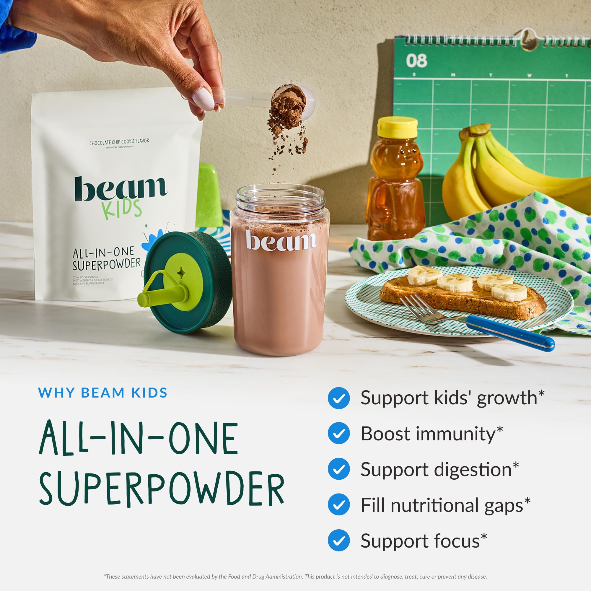 Beam Kids Multivitamin Powder – Kids Vitamins with Greens, Probiotic & Prebiotic, Immune Support for Children & Toddlers, No Artificial Sweeteners, For Picky Eaters, Beam buy supplements canada