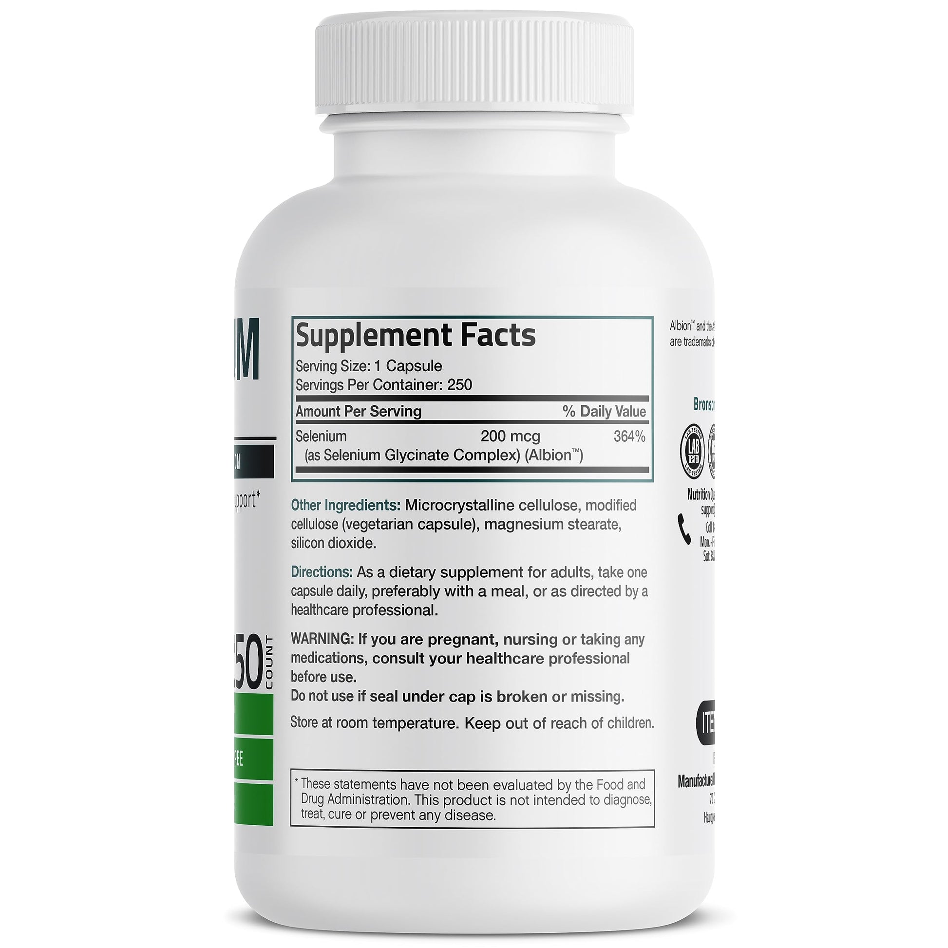 Bronson Selenium 200 mcg – Yeast Free Chelated Amino Acid Complex - Essential Trace Mineral with Superior Absorption Bronson buy supplements canada