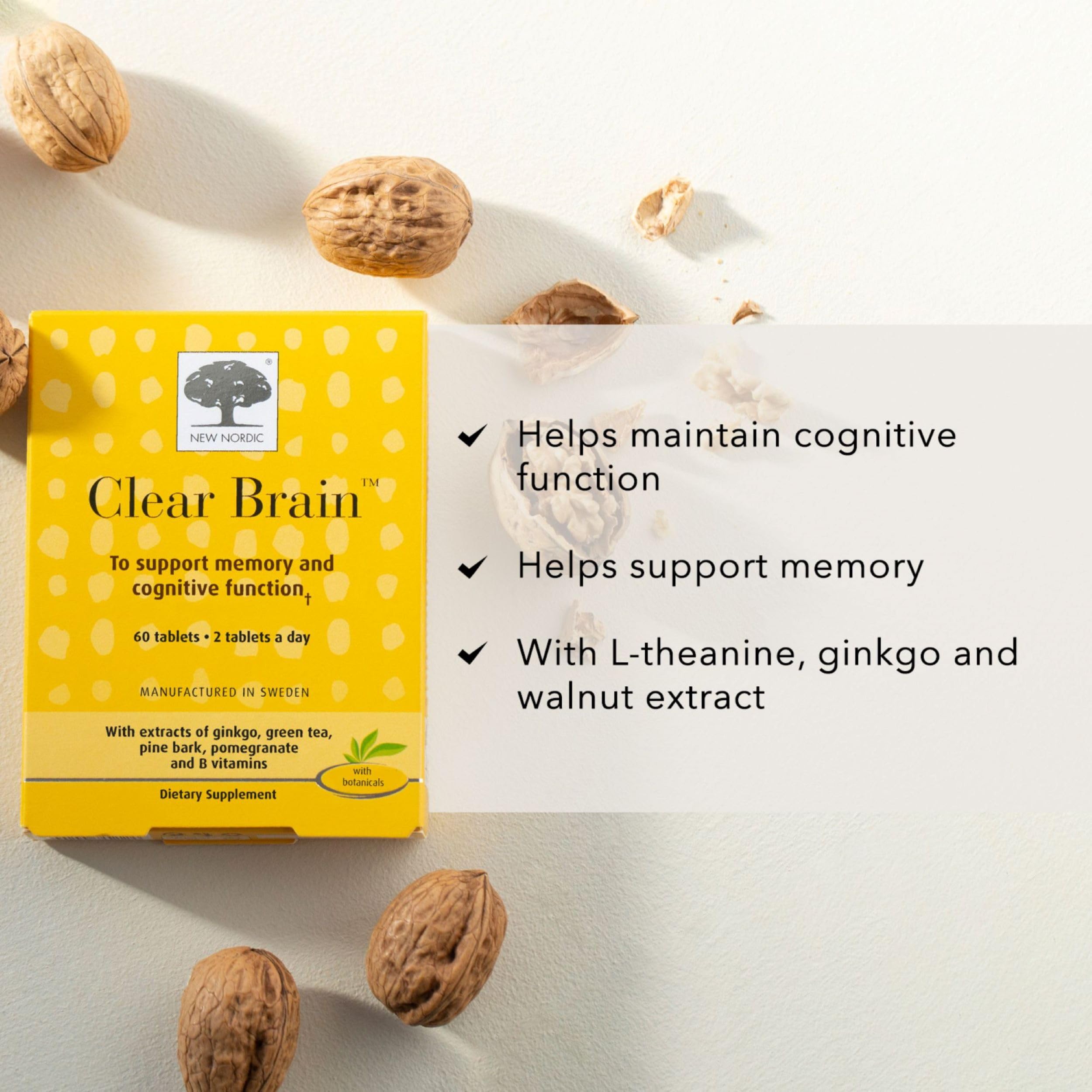 New Nordic Clear Brain Tablets, Supports Normal Cognitive Health and Memory, with Green Tea and Walnut, Swedish Made, 60 Count (Pack of 1) NEW NORDIC buy supplements canada