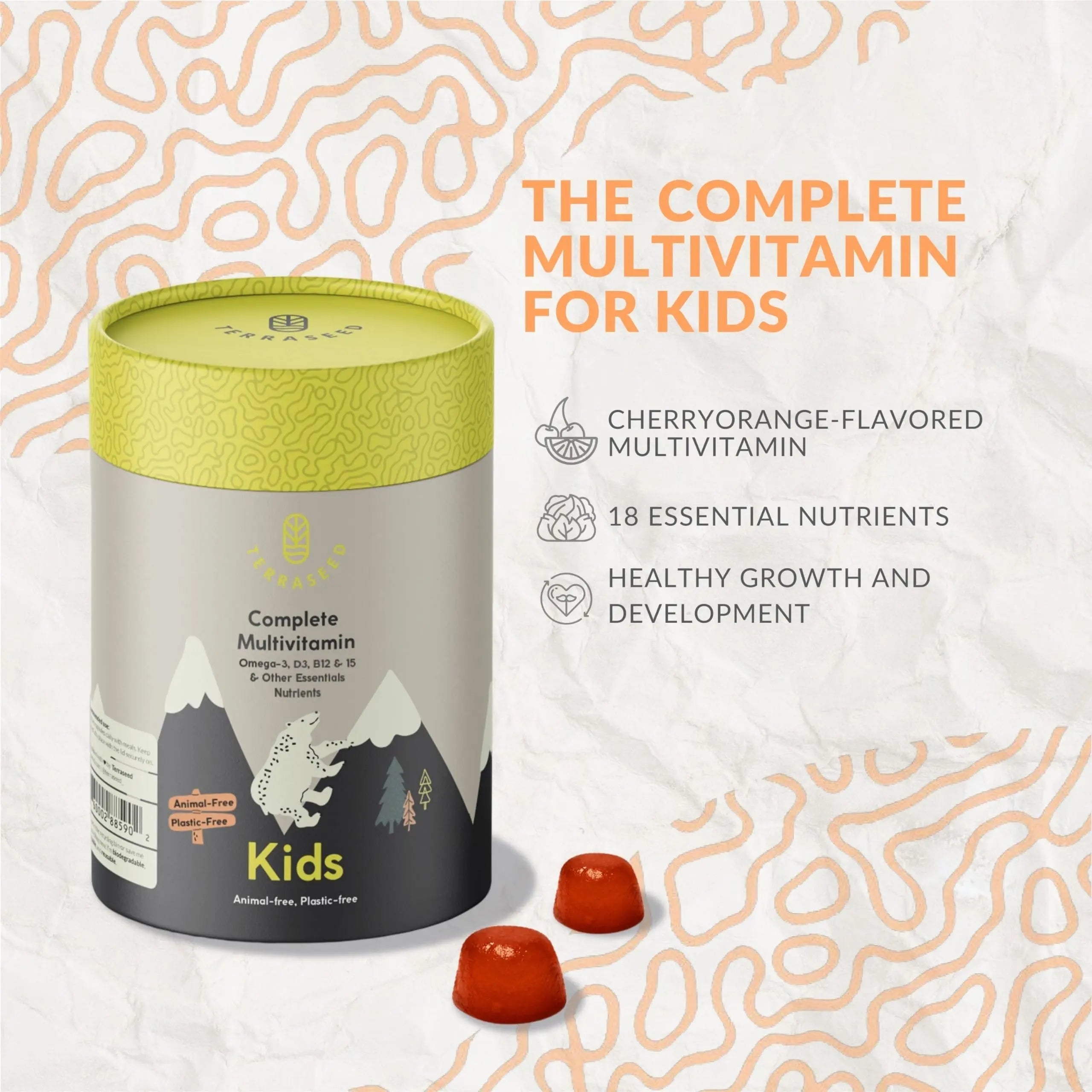 Terraseed Complete Kids Multivitamin Gummies - with Omega 3,6,9, Vitamin B12, Folic Acid, Iodine, Vitamin C, Zinc - Kids Daily Essential Vitamins Terraseed buy supplements canada