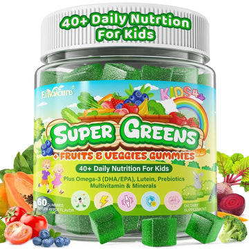 Kids Super Greens Gummies, w/Multivitamins, Spirulina, Chlorella, Spinach, Broccoli, Calcium, Omega-3 (DHA/EPA) EnvyCure buy supplements canada