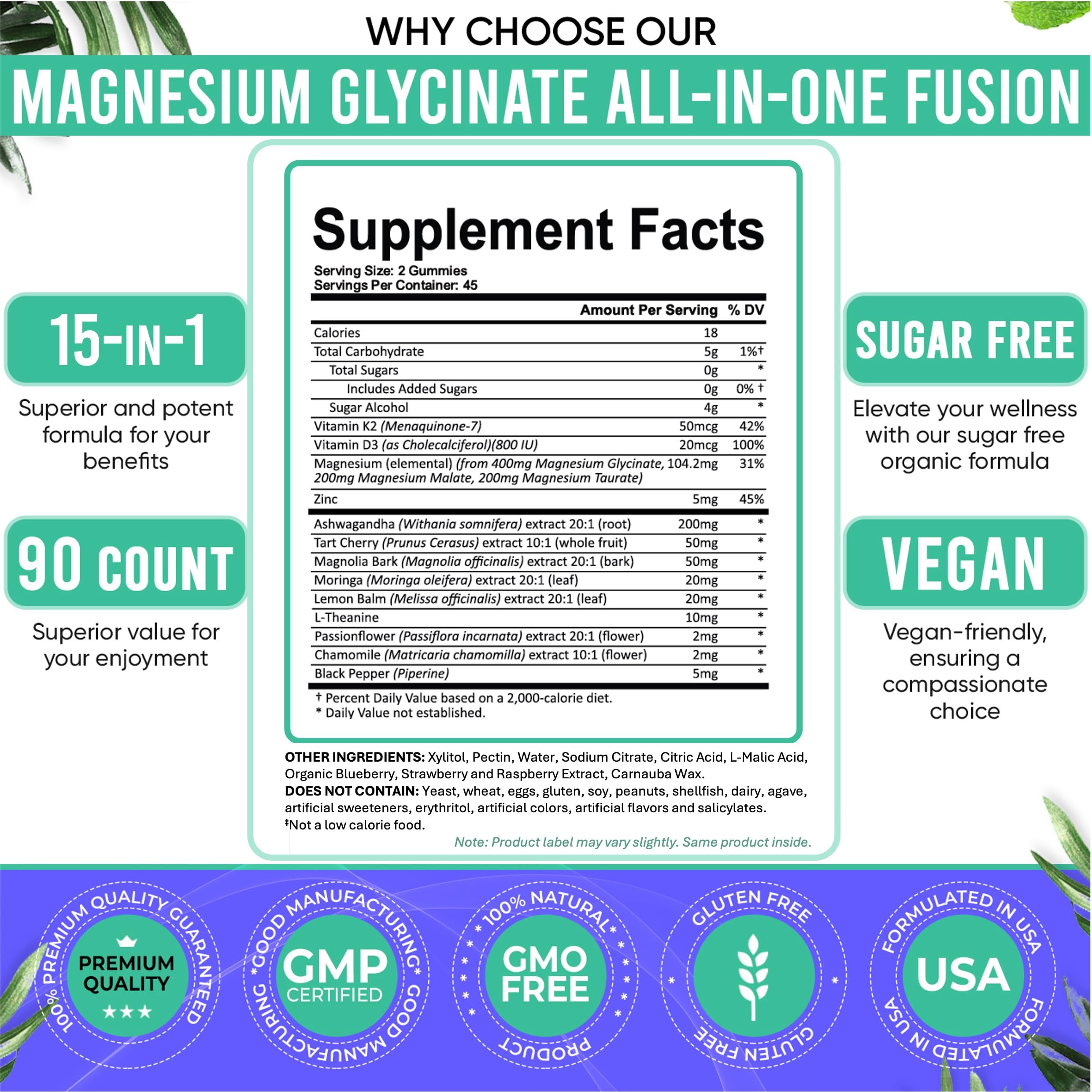 Adndale Magnesium Glycinate 400 mg Gummies with Ashwagandha, Magnesium Malate & Taurate, Tart Cherry, Magnolia Bark, Lemon Balm, Passionflower Adndale buy supplements canada