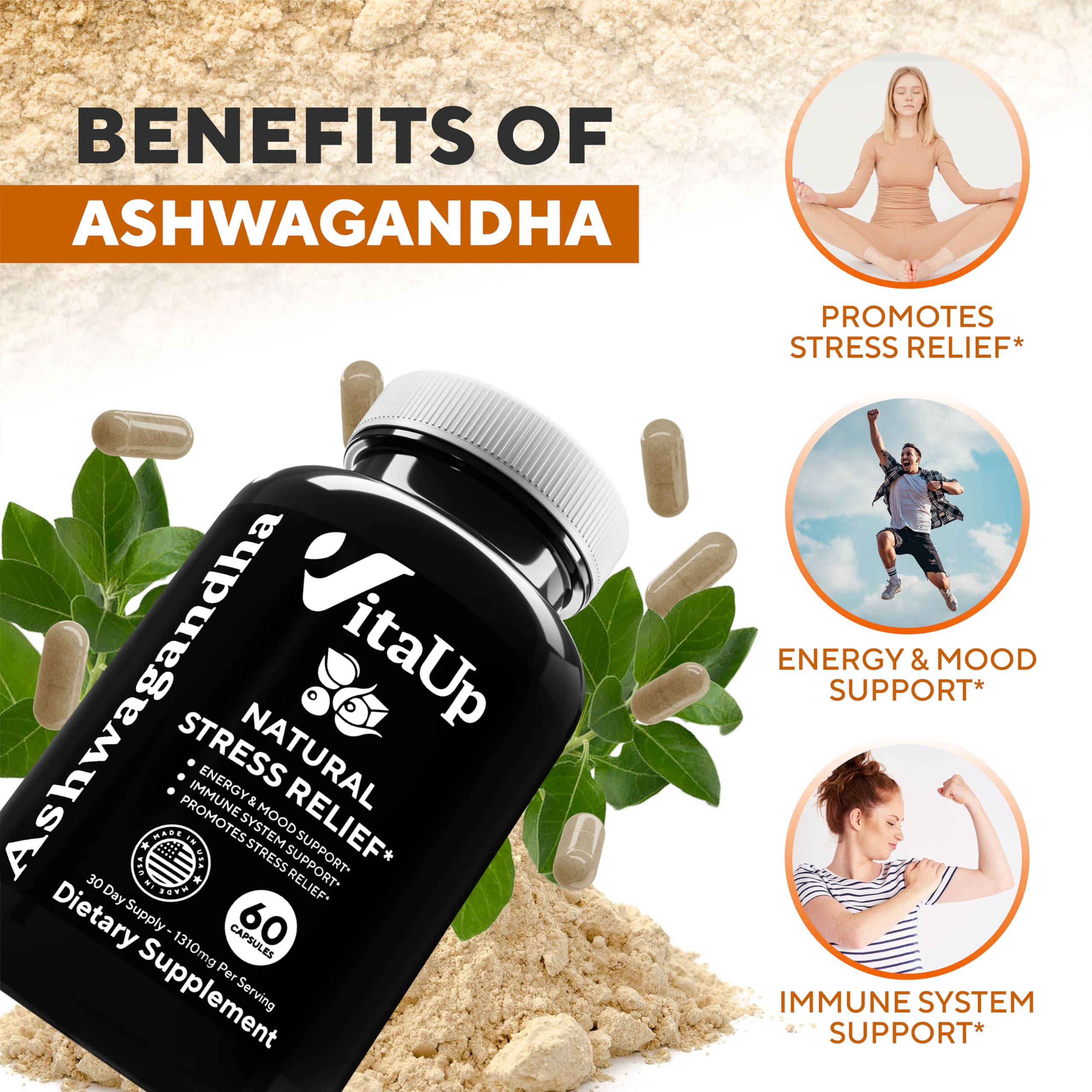VitaUp Organic Ashwagandha Capsules 1310 mg - USA Made Ashwagandha Supplements VitaUp buy supplements canada