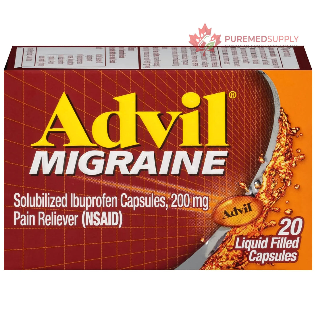 Advil Migraine Headache Relief, Ibuprofen Capsules with Ibuprofen 200mg for Migraine Relief, Nausea Relief and Light Sensitivity Relief - 20 Liquid Filled Capsules Advil buy supplements canada