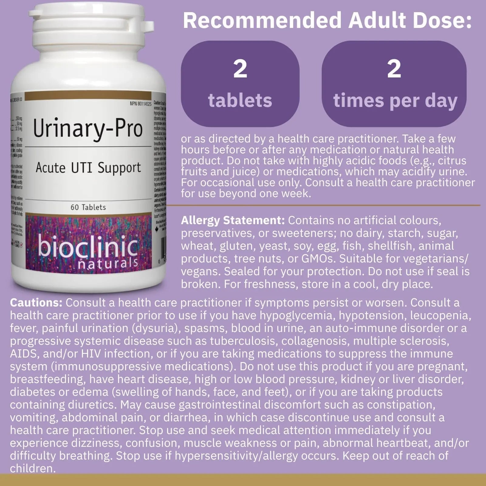 Bioclinic Naturals Urinary-Pro 60 Tablets Bioclinic Naturals buy supplements canada