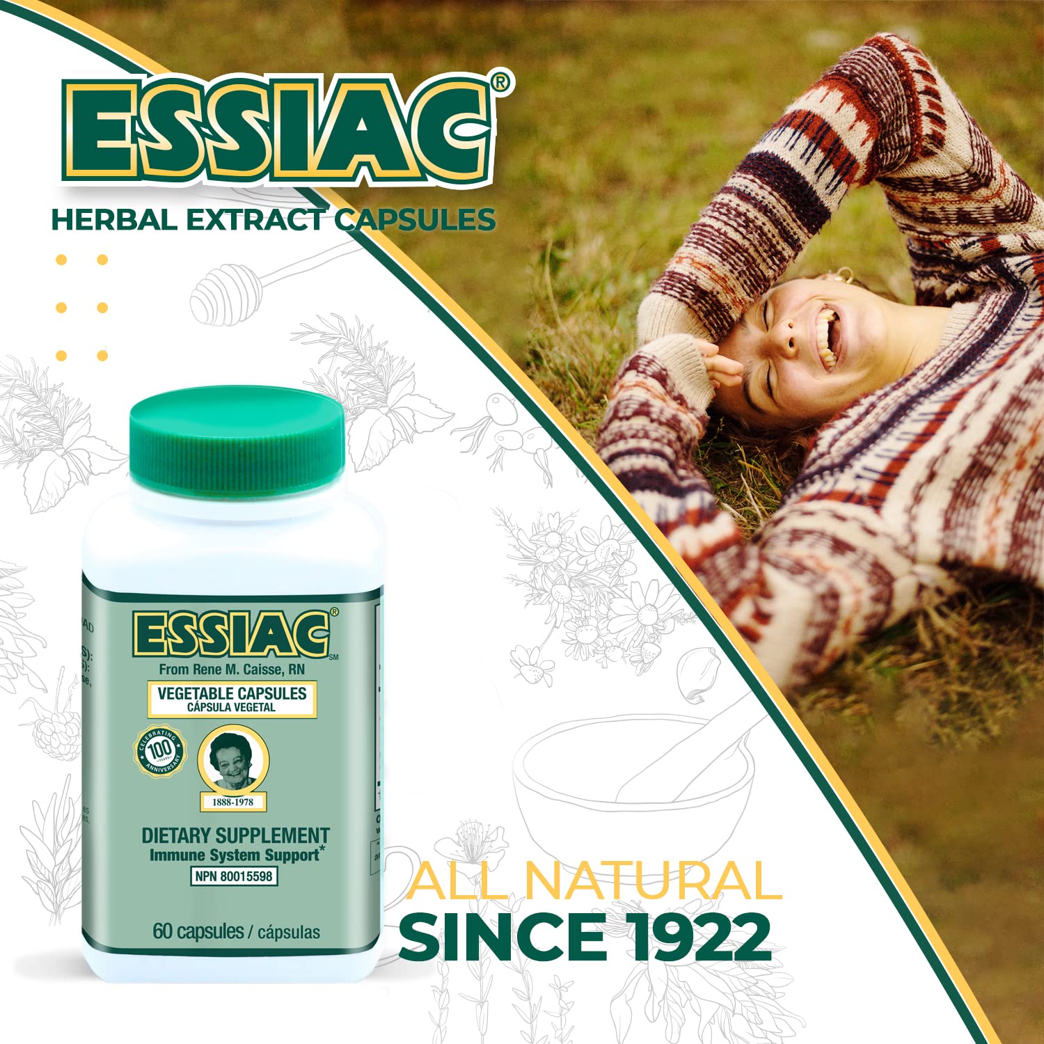 ESSIAC Tea All-Natural Herbal Extract Capsules – 60 Capsules | Powerful Antioxidant Blend to Help Promote Overall Health & Well-Being | Original Formula Since 1922 Essiac buy supplements canada