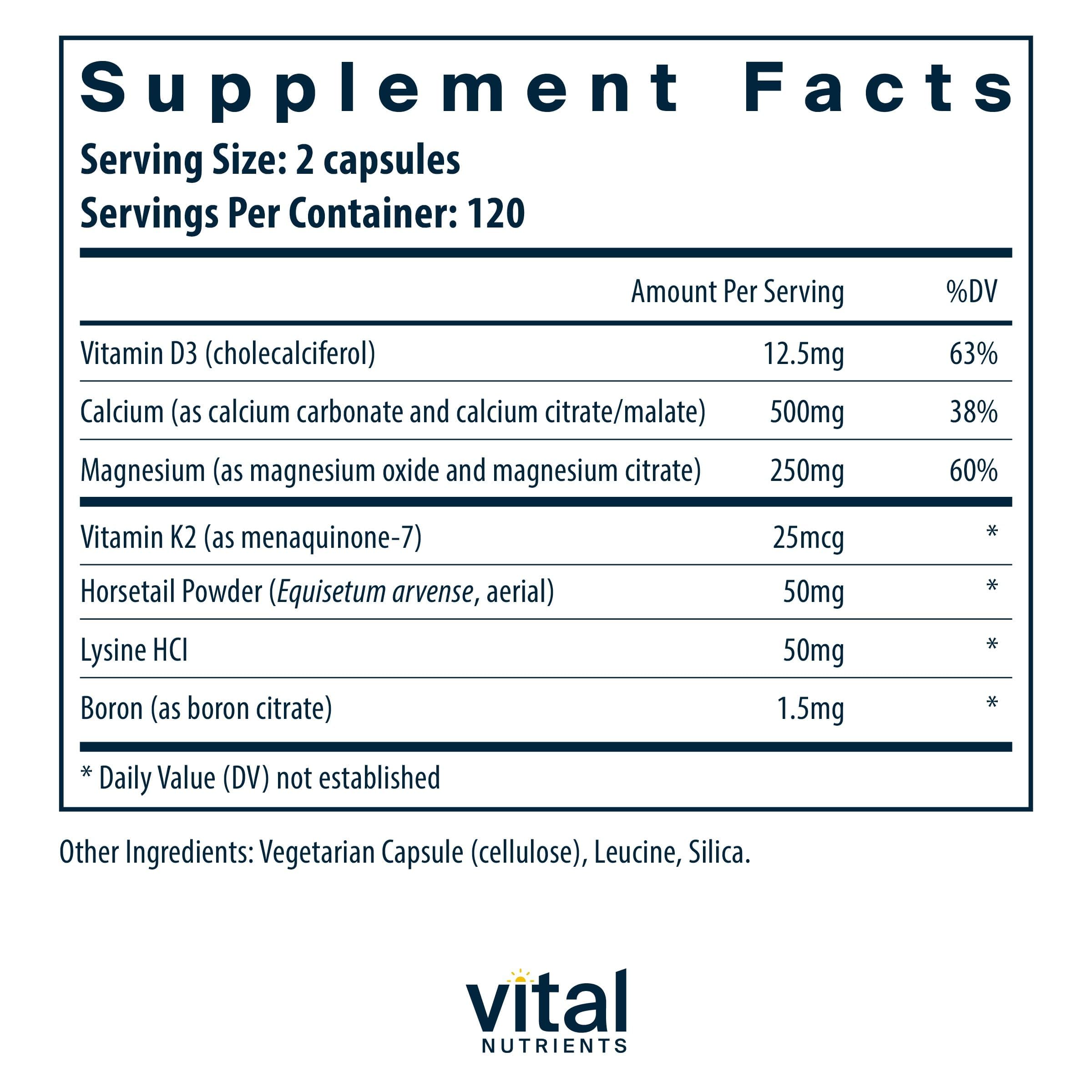 Vital Nutrients Osteo-Nutrients II - Vitamin K2 + D3, Calcium, Boron, and Magnesium for Bone Strength* - Healthy Heart Support - Vegetarian Supplement - Gluten, Dairy, Soy Free - 240 Capsules Vital Nutrients buy supplements canada
