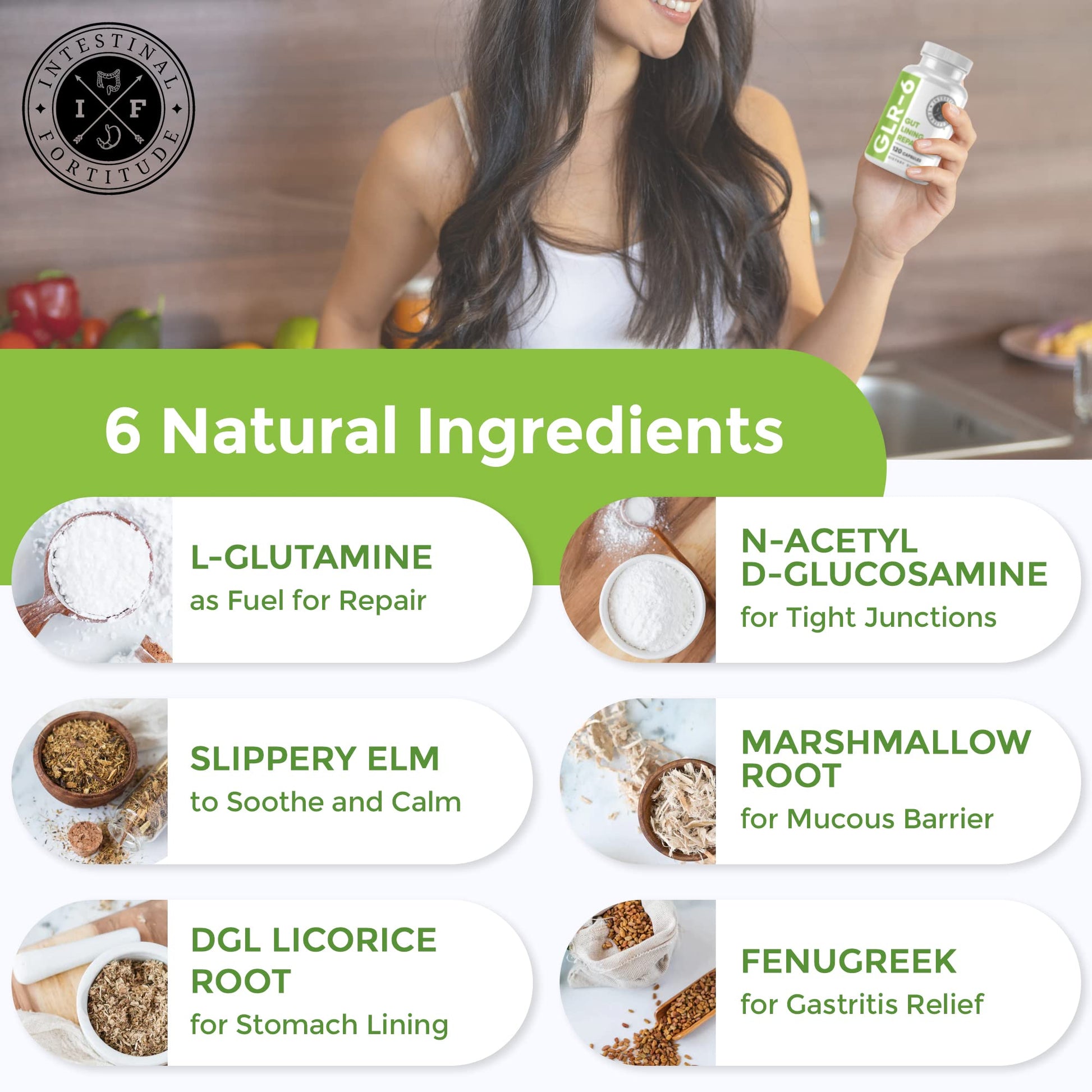 Intestinal Fortitude GLR-6 - Gut Lining Repair Supplement for Gut Health - Leaky Gut Repair with L-Glutamine, Slippery Elm, DGL Licorice Root, Marshmallow Root, Fenugreek Intestinal Fortitude buy supplements canada