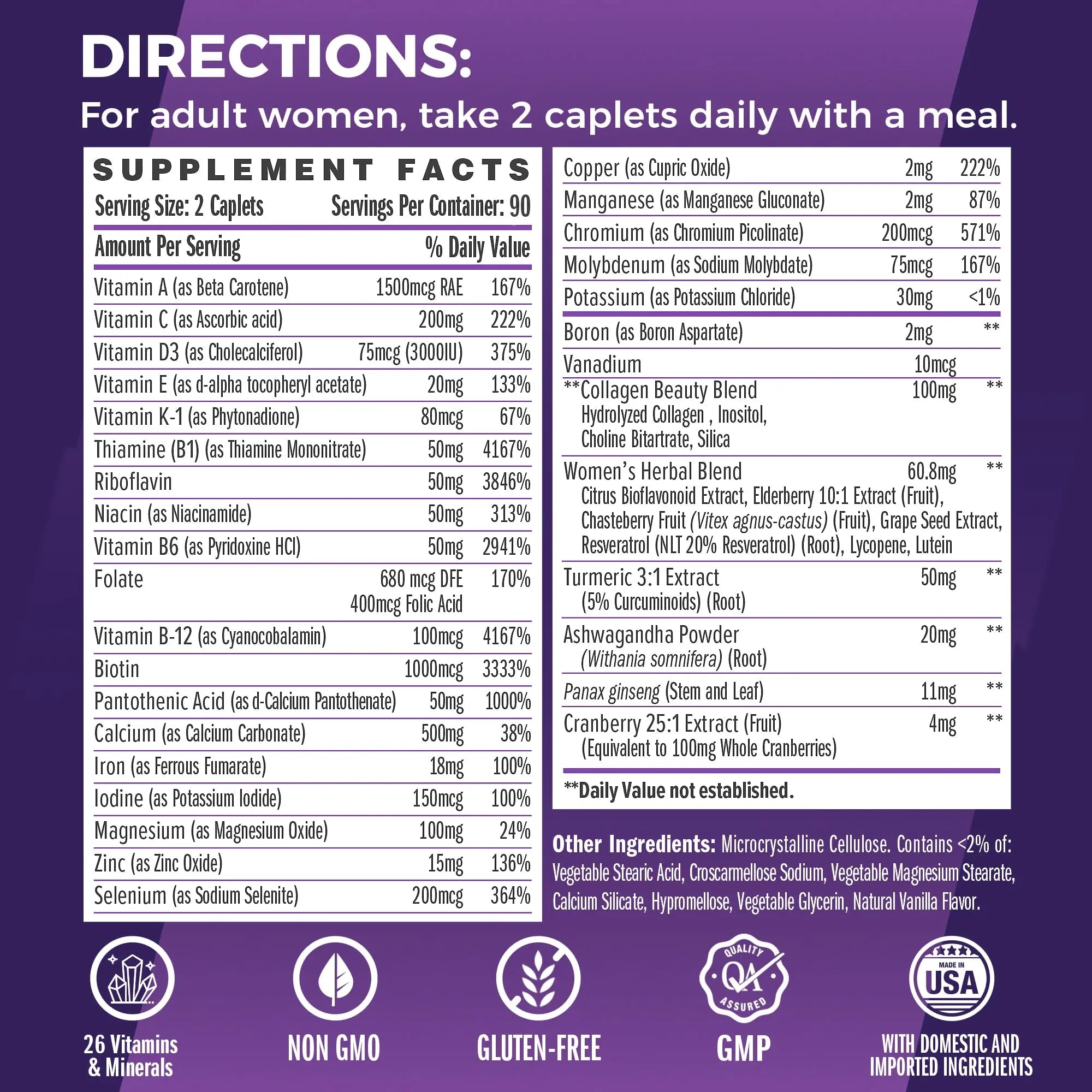 Vitamin World Ultra 360 Multivitamin for Women, Women's Multivitamin with Herbs & Collagen for Hair, Skin & Nails, Supplement with Iron, Vitamin A, B, C, D, E Vitamin World buy supplements canada