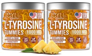 2 Pack - JOYLI L-Tyrosine Gummies 1000MG – Sugar-Free Vegan Focus Supplement & Mood Support for Kids & Adults – 500mg Per Gummy – Sleep Gummies for Memory, Energy & Wellness – 60 Pcs per Pack JOYLI Nutrition buy supplements canada