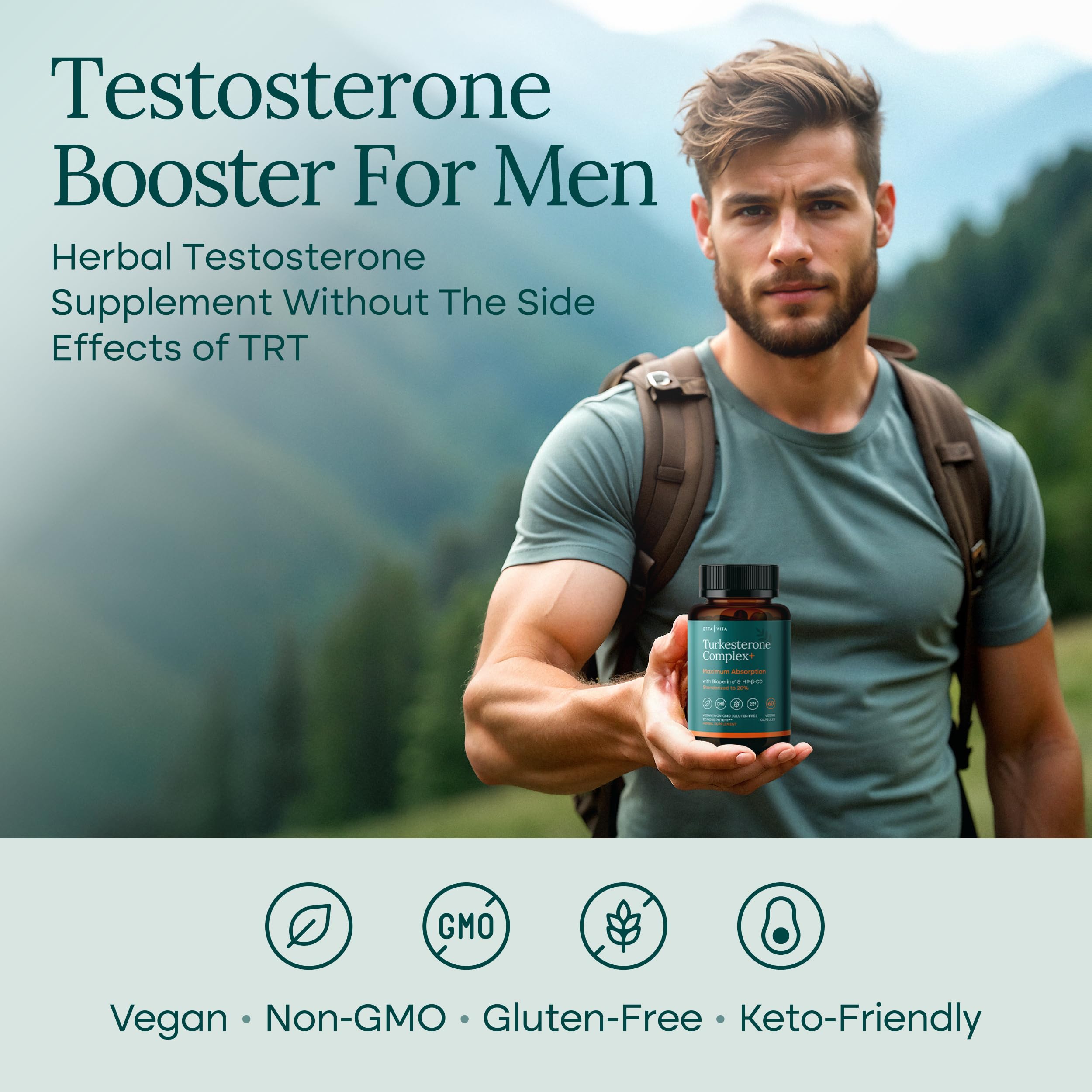 Potent Turkesterone Supplement, 2X Pure (Made in USA - 3rd Party Tested) Most Bioavailable and Natural Test Support Supplement, Supports Energy Lean Muscle Health, Recovery and Stamina, Vegan (60ct) Etta Vita buy supplements canada