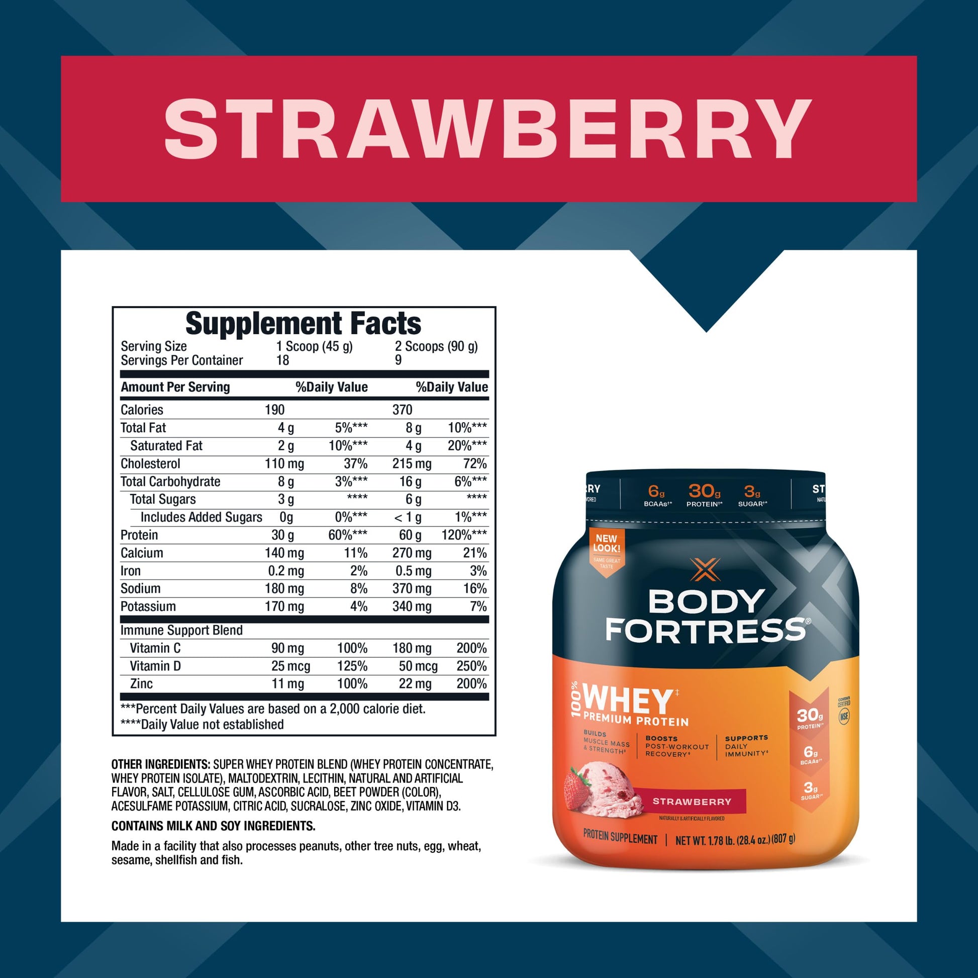 Body Fortress 100% Whey, Premium Protein Powder, Strawberry, 1.78lbs Packaging May Body Fortress buy supplements canada