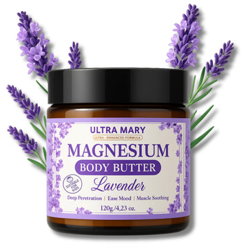 Nighttime Magnesium Cream for Pain, Nerve & Leg Cramps - Magnesium Body Butter for Sleep with Shea Butter, Jojoba Oil, Coconut Extract & Dandelion - Lavender Magnesium Lotion for Kids - 4.23oz ULTRA MARY buy supplements canada