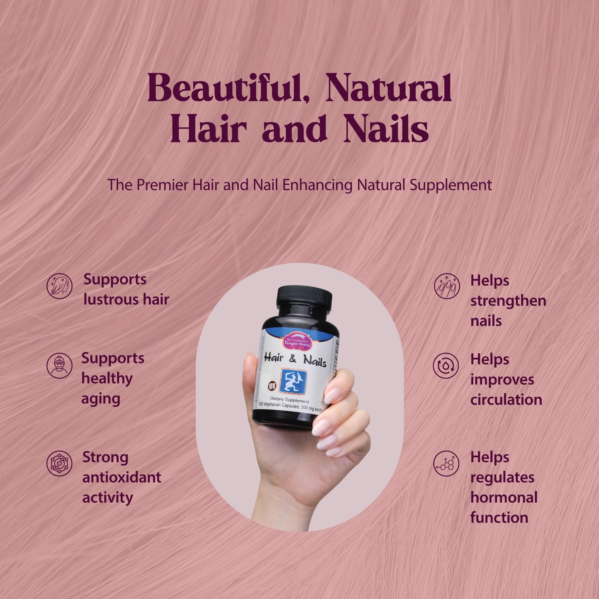 Dragon Herbs Hair and Nails | All Natural Supplement to Support Hair, Nails, Healthy Aging, and Circulation | All Natural Ingredients, Non-GMO (100 Capsules, 500 mg Per Capsule) Dragon Herbs buy supplements canada
