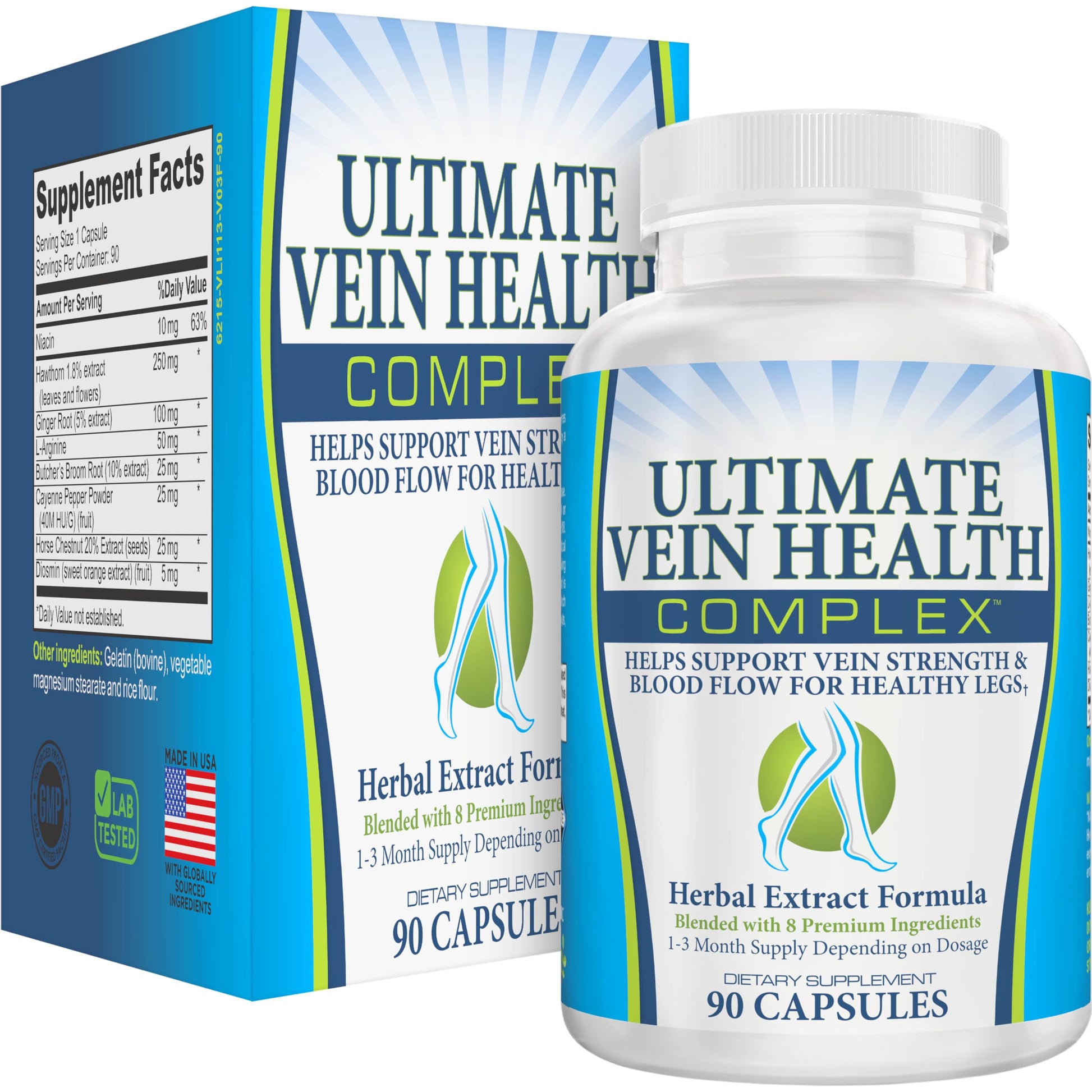 8-in-1 Vein & Leg Health Circulation Support Supplements | Leg + Vein Formula | Circulatory Support Supplement | 1-Month Supply | 90 Capsules Elevate Recovery Supplements buy supplements canada