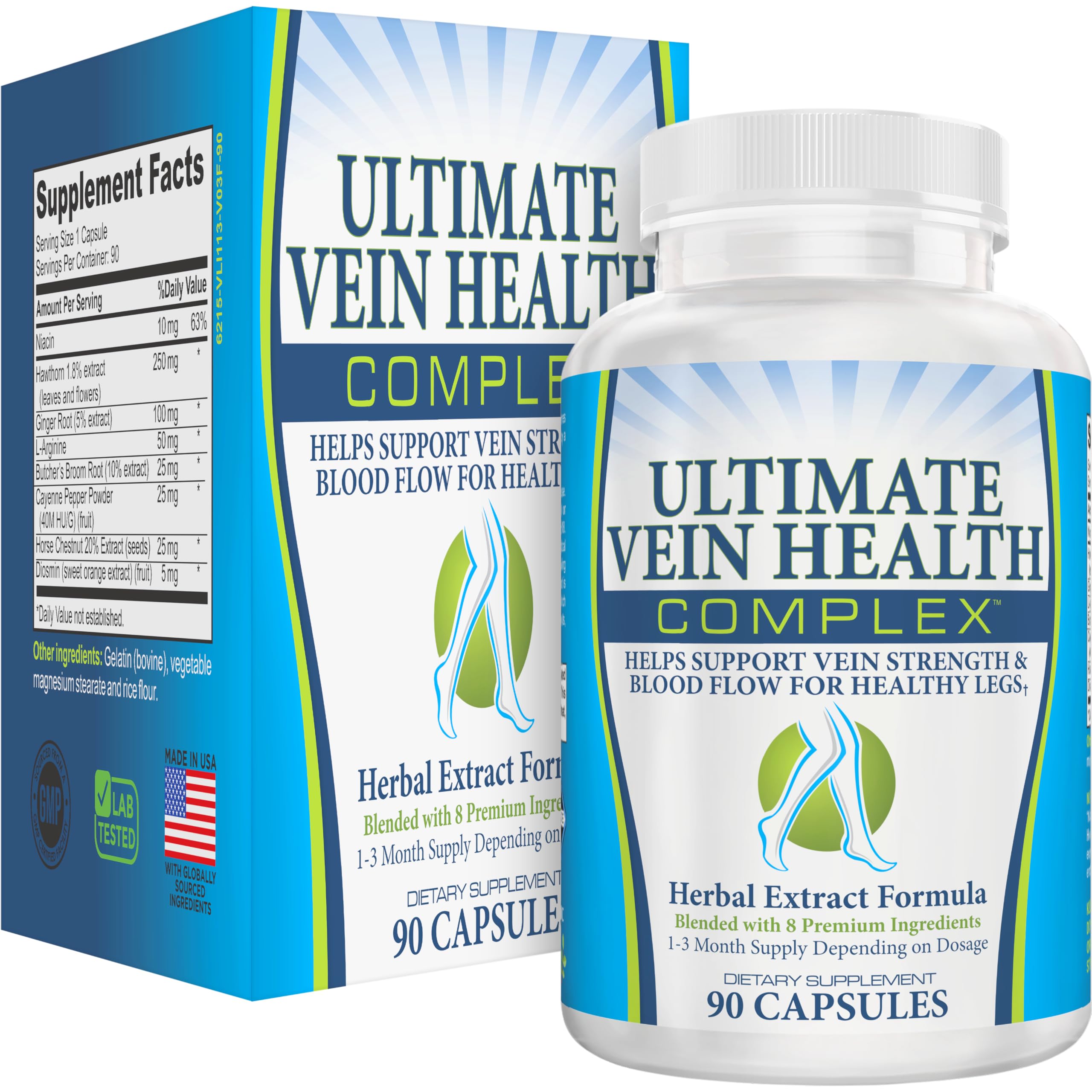 8-in-1 Vein & Leg Health Circulation Support Supplements | Leg + Vein Formula | Circulatory Support Supplement | 1-Month Supply | 90 Capsules Elevate Recovery Supplements buy supplements canada