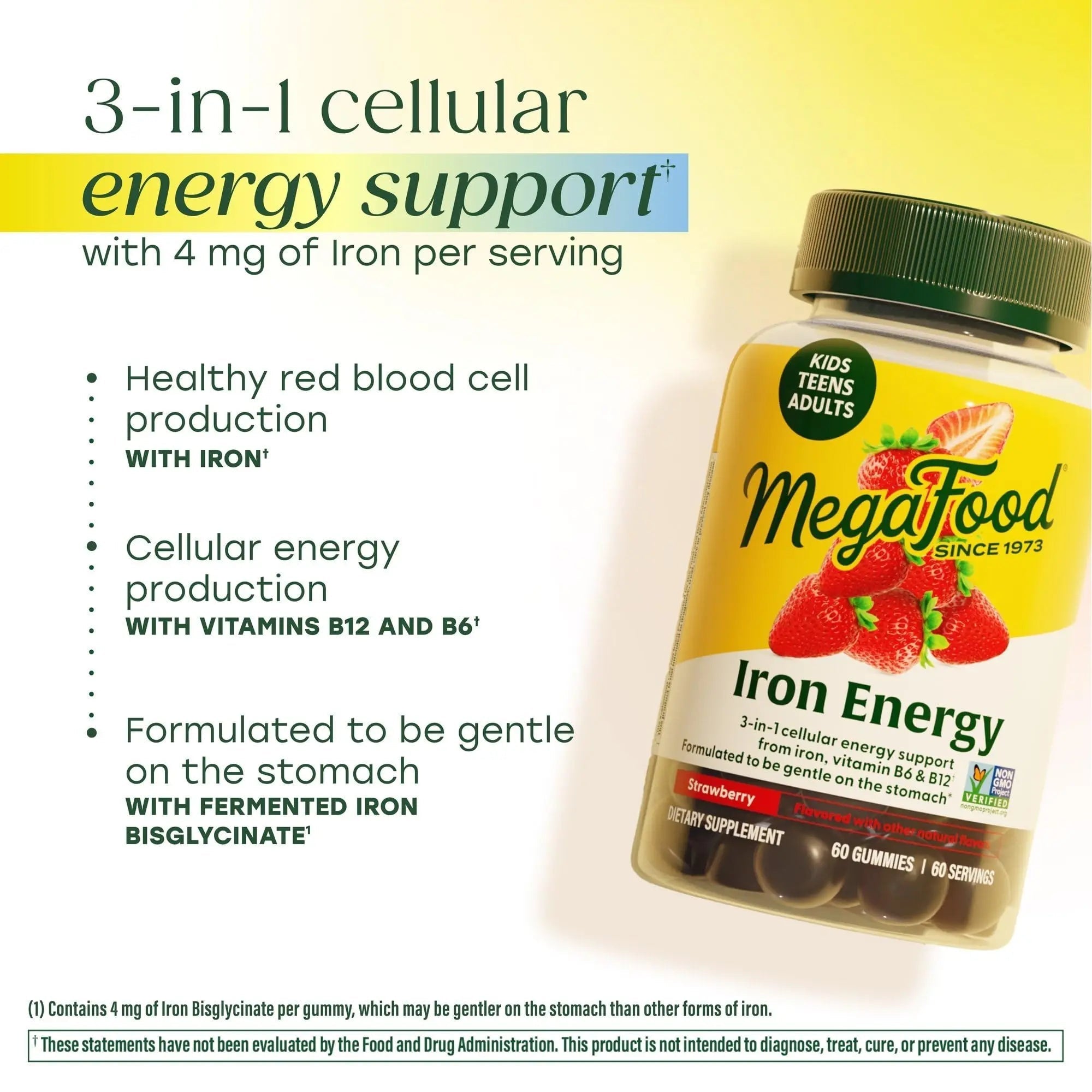 Megafood Iron Energy Gummies, Iron Supplement for Women, Men, Teens & Kids with Vitamin B12 & B6, Vitamins MegaFood buy supplements canada