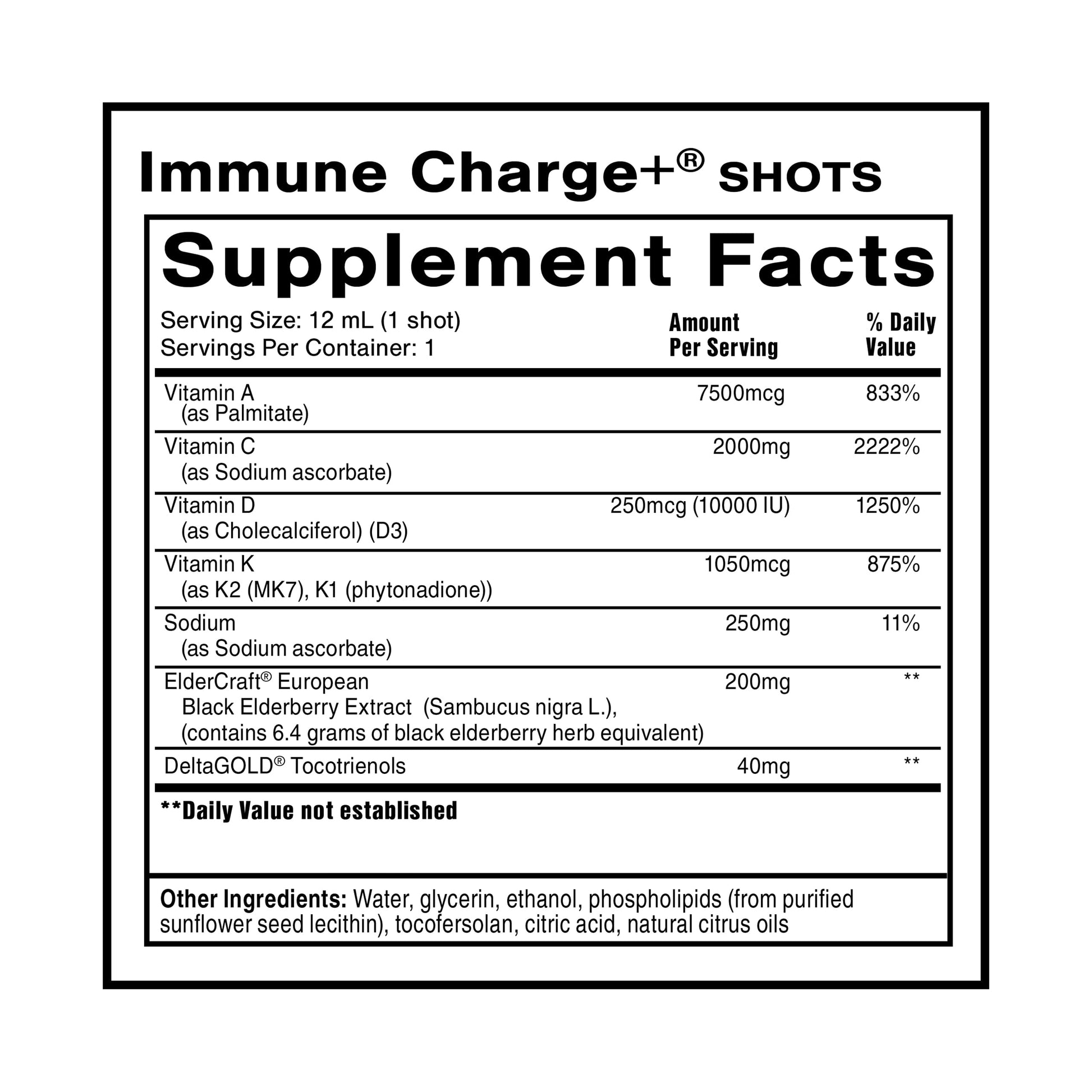 Quicksilver Scientific Immune Charge+ - Portable Wellness with Elderberry, Vitamin C, E, K1, K2, 10,000 IU Vitamin D for Optimal Immune System Support (12 Single Serving Shots) Quicksilver Scientific buy supplements canada