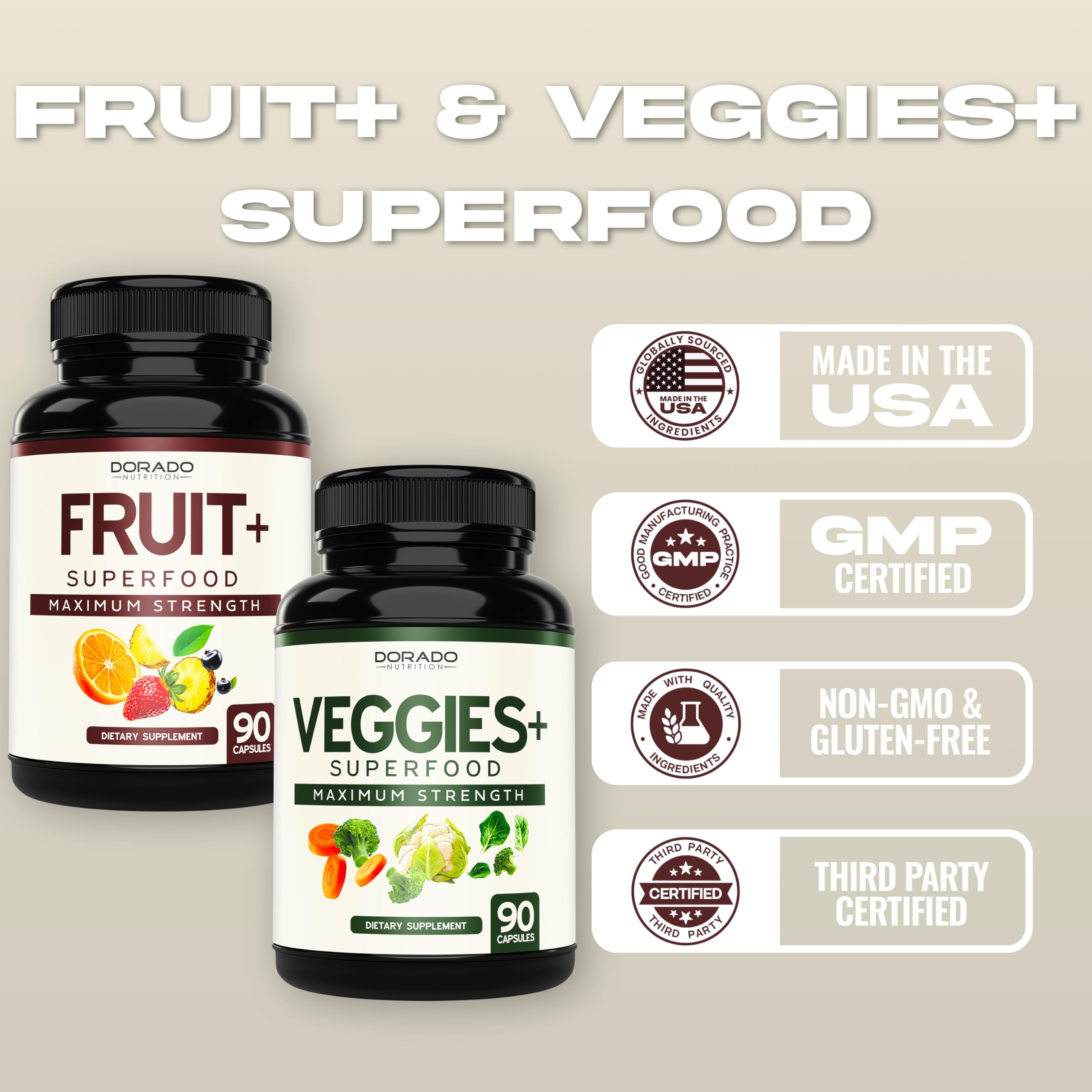Fruit and Veggies Supplement (180 Capsules) Superfood Fruits and Vegetables Supplements for Adults - Premium Super Food for Energy and Immune Support - Veggies Capsules - Non-GMO & Vegan - USA Made DORADO NUTRITION buy supplements canada