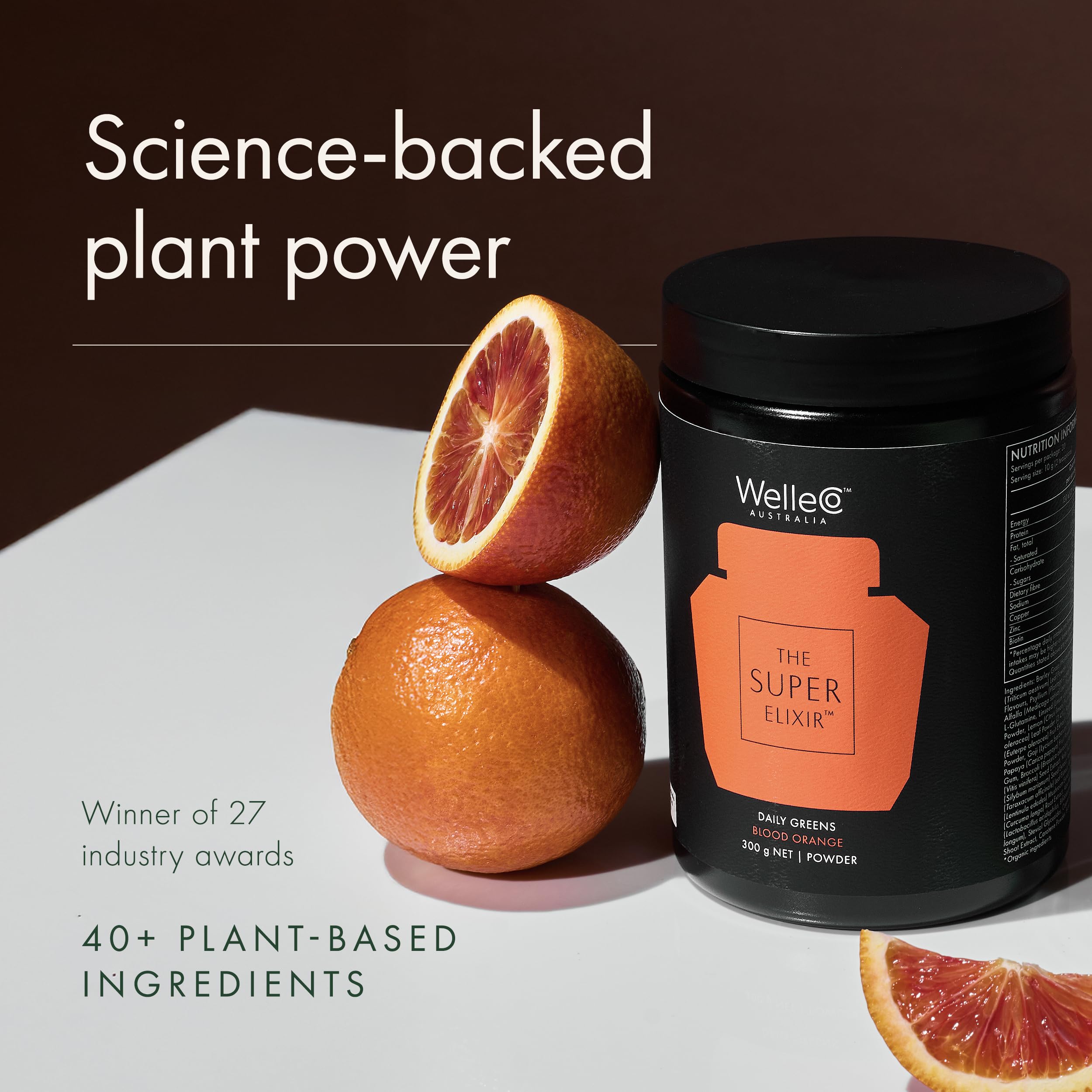 WelleCo The Super Elixir Daily Greens Powder, Probiotic Drink Mix with Whole Foods, Gluten Free, Vegan Gut Health Powder, Energy, Immunity, Healthy Skin, Hair & Nails (Jar, Blood Orange) WelleCo buy supplements canada