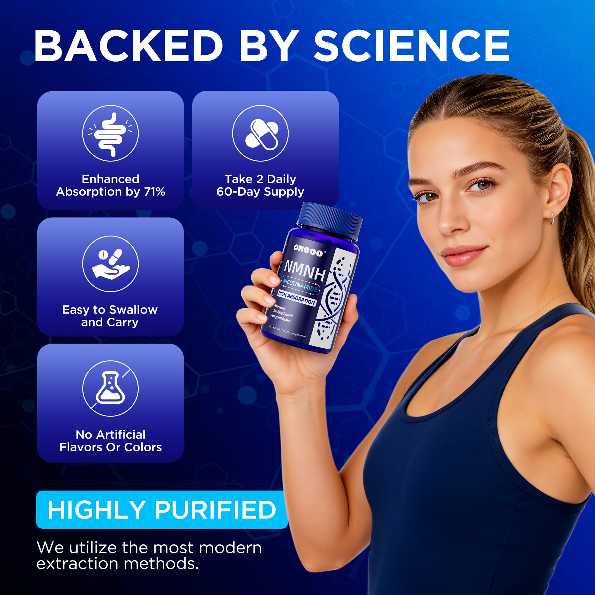 Oneoo NMNH Supplement with NAD Supplement Maximum Potency with Resveratrol & Pterostilbene, CoQ10 & Black Pepper, for Cellular Energy, Anti-Aging Support, Sirtuin Activation & Methylation Support, 120 Oneoo buy supplements canada