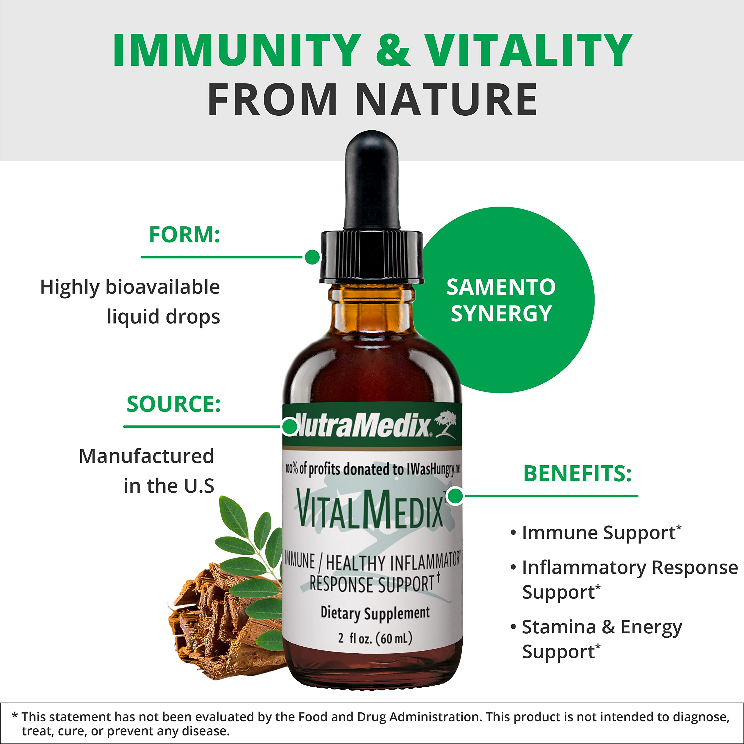 NutraMedix VitalMedix - Cat's Claw & Moringa Plant Extract - Daily Energy Supplement for Immune Health & Overall Vitality - Rich in Vitamins & Minerals (2oz) NutraMedix buy supplements canada
